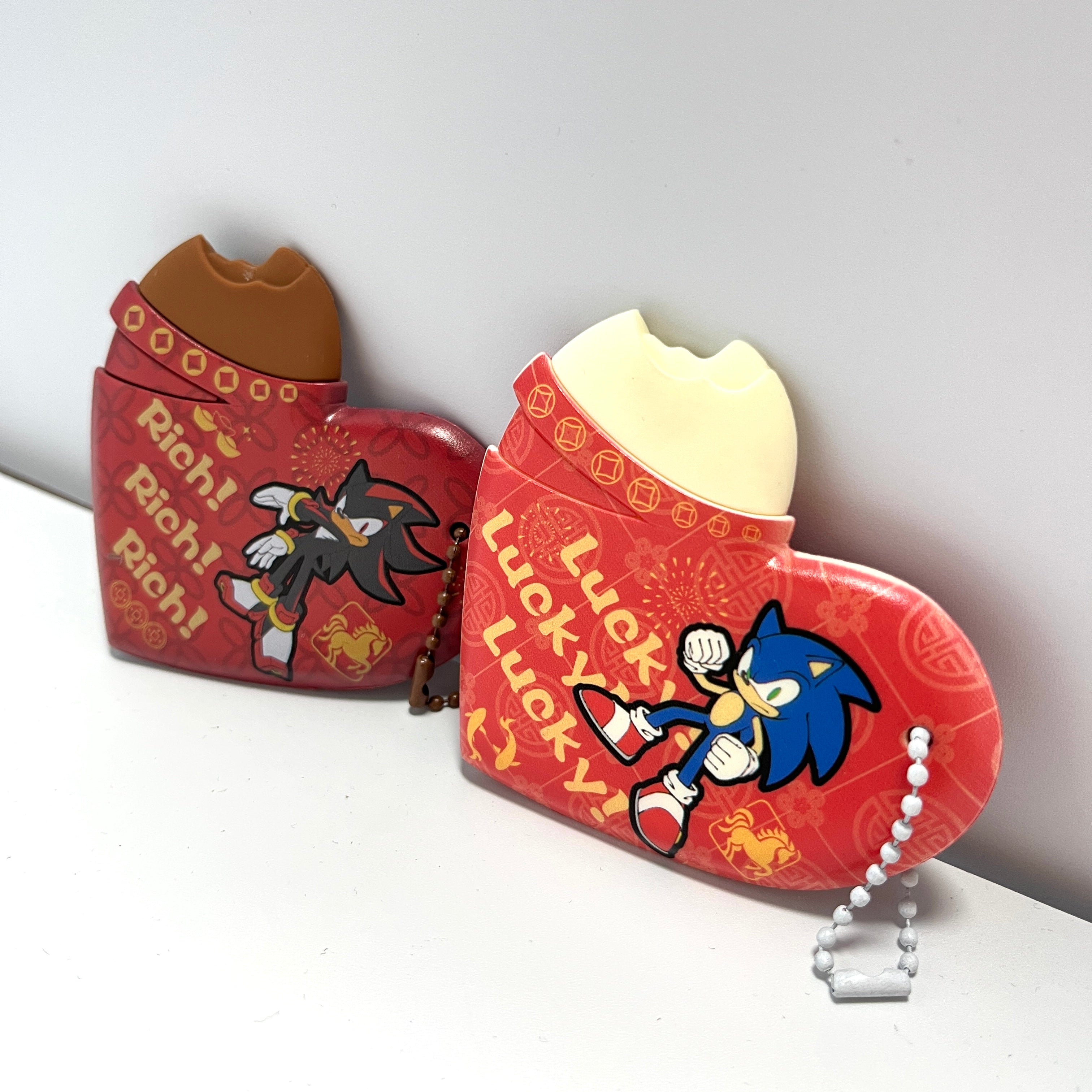 Sonic & Shadow Lunar New Year Chocolate Heart Keychain Set – 2026 Lucky & Rich Bag Charms