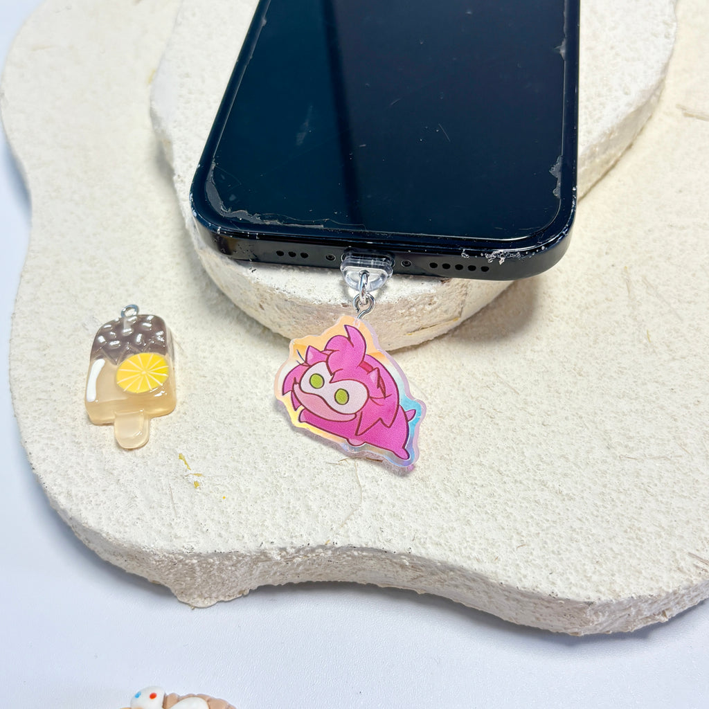 Chibi Sonic & Shadow Acrylic Phone Charms – Cute Holographic Hedgehog Dust Plug Charms