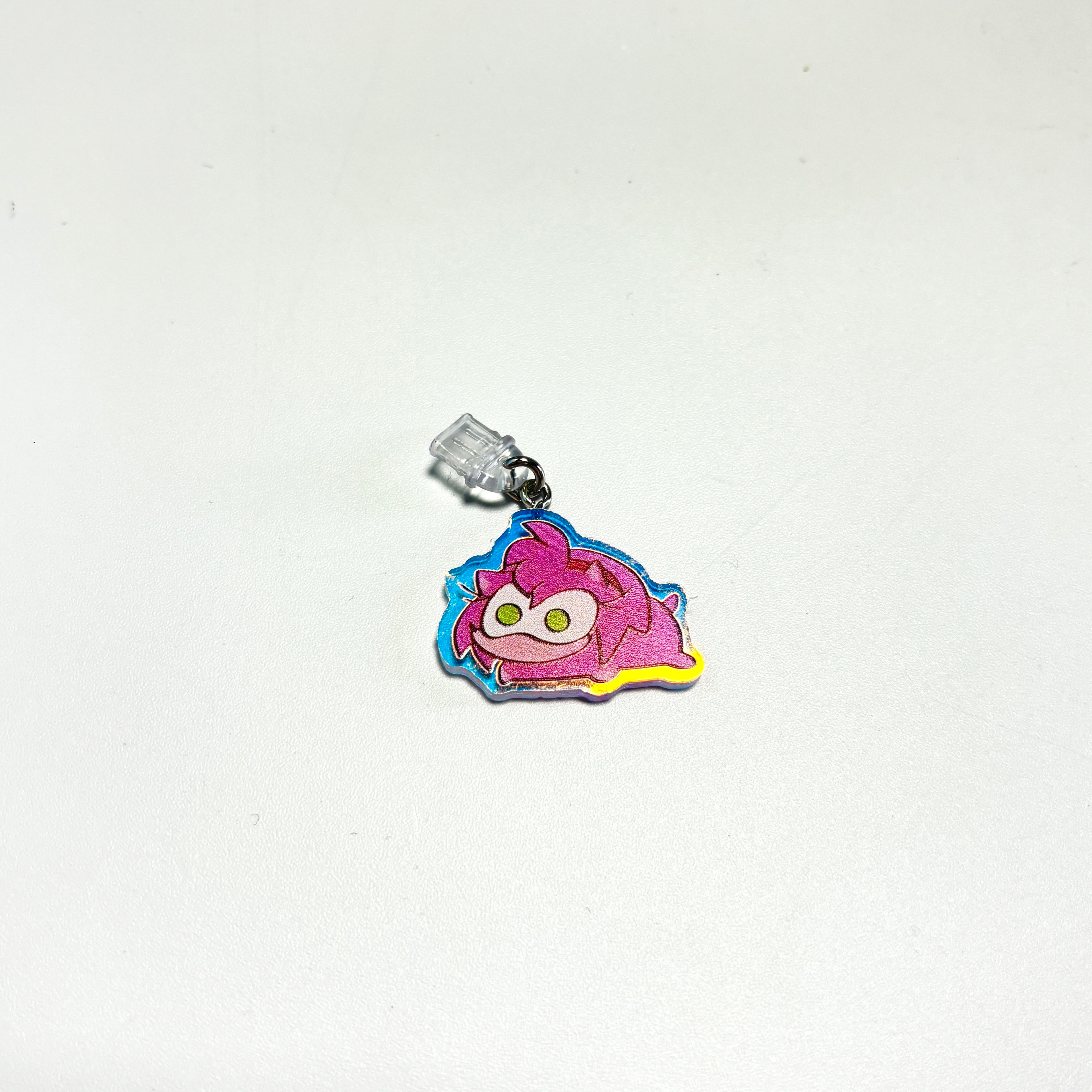Chibi Sonic & Shadow Acrylic Phone Charms – Cute Holographic Hedgehog Dust Plug Charms