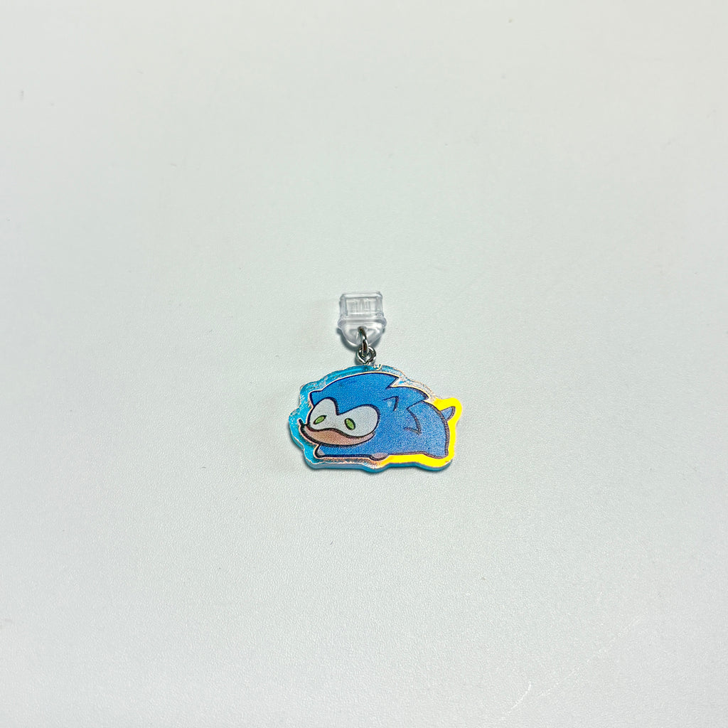 Chibi Sonic & Shadow Acrylic Phone Charms – Cute Holographic Hedgehog Dust Plug Charms