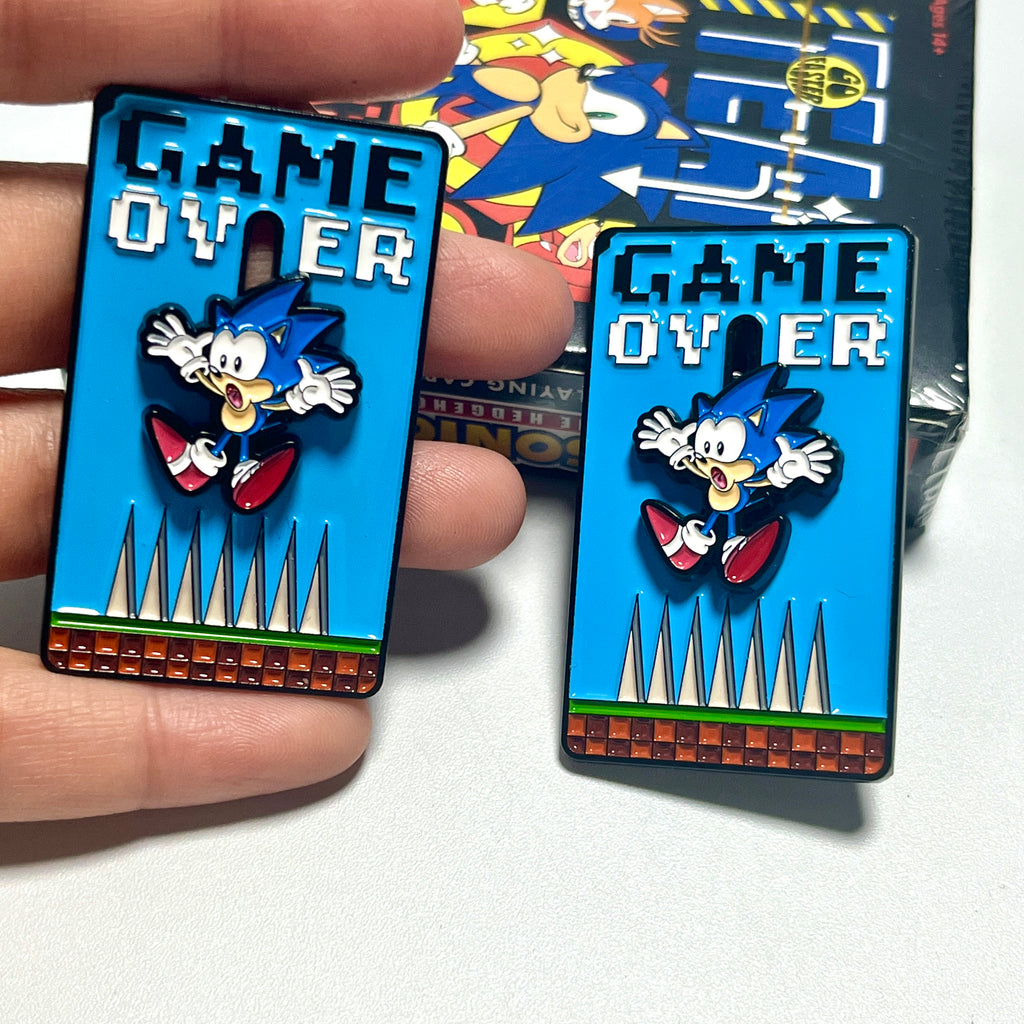 Sonic the Hedgehog "Game Over" Sliding Enamel Pin – Interactive Sonic Collectible Badge