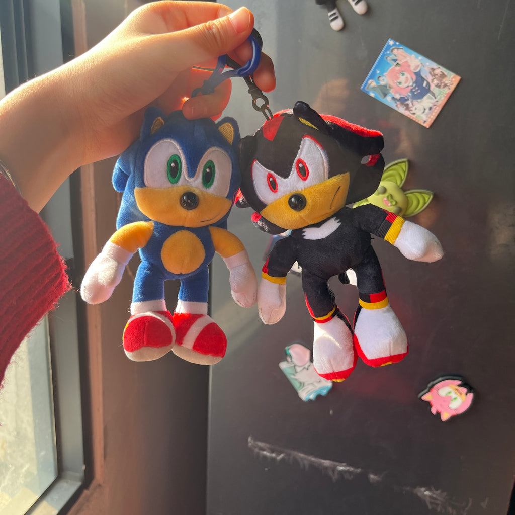 Kawaii Sonic & Shadow Plush Keychains – Cute Collectible Bag Charms