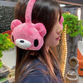Gloomy Bear Plush Earmuffs - Cute Pink Bear Winter Ear Warmers for Women & Girls - Y2K Aesthetic Faux Fur Earmuffs