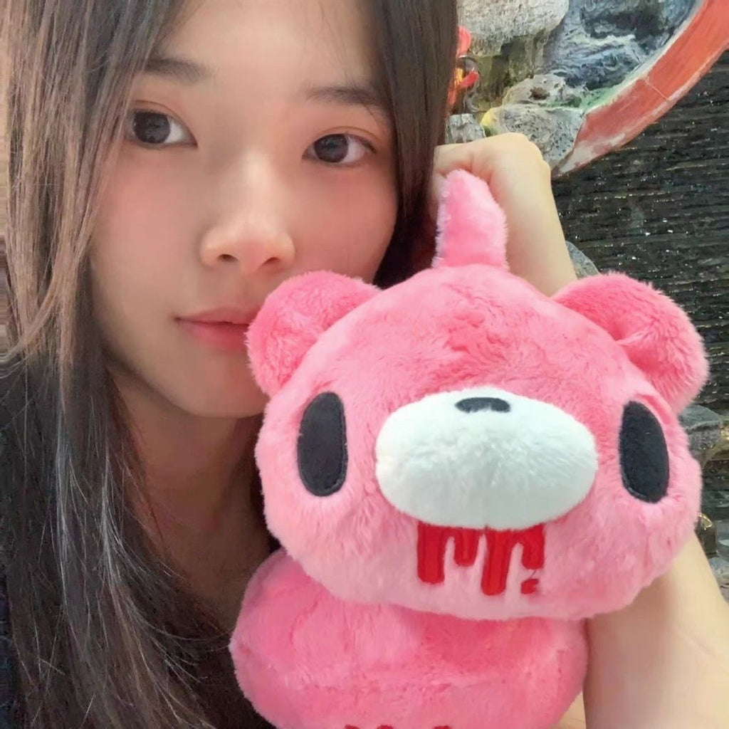 Gloomy Bear Plush Earmuffs - Cute Pink Bear Winter Ear Warmers for Women & Girls - Y2K Aesthetic Faux Fur Earmuffs