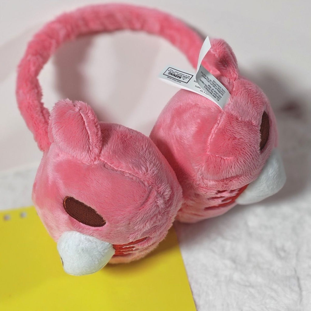 Gloomy Bear Plush Earmuffs - Cute Pink Bear Winter Ear Warmers for Women & Girls - Y2K Aesthetic Faux Fur Earmuffs