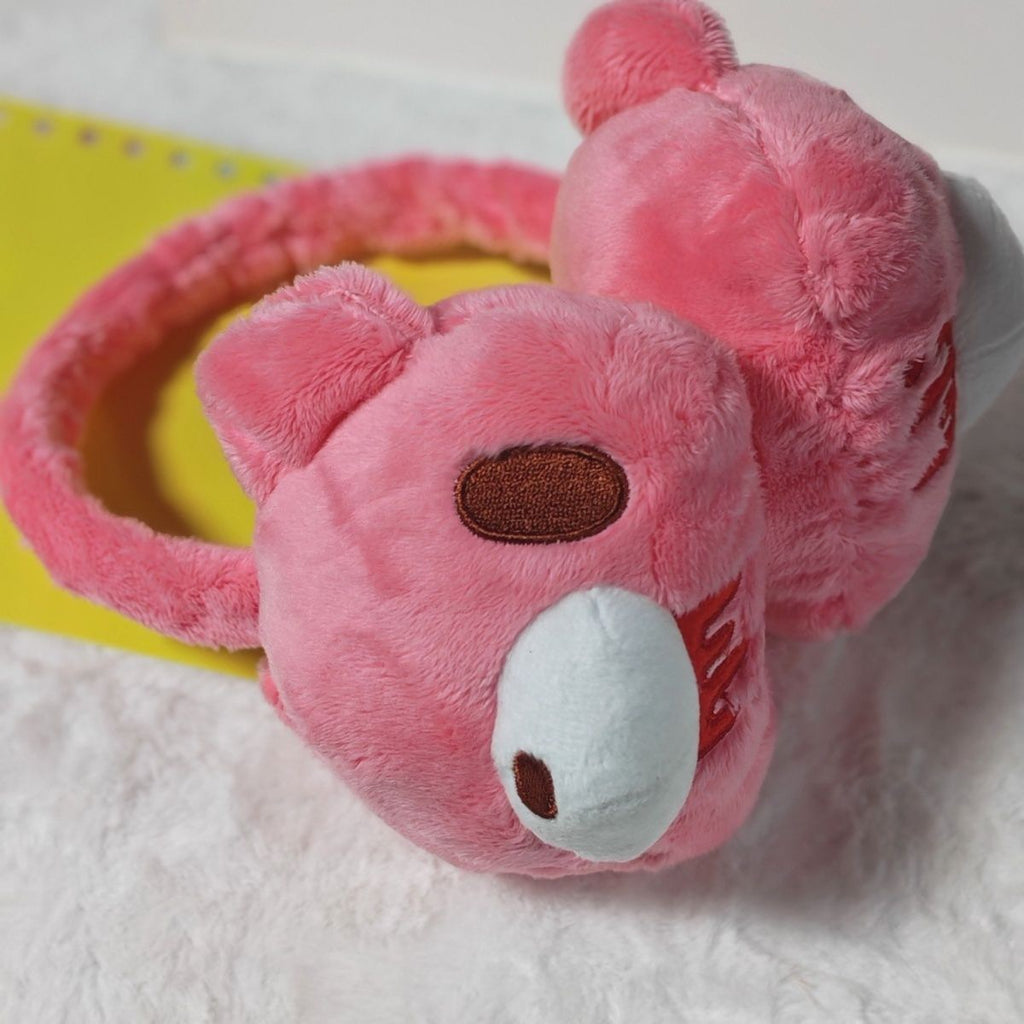 Gloomy Bear Plush Earmuffs - Cute Pink Bear Winter Ear Warmers for Women & Girls - Y2K Aesthetic Faux Fur Earmuffs