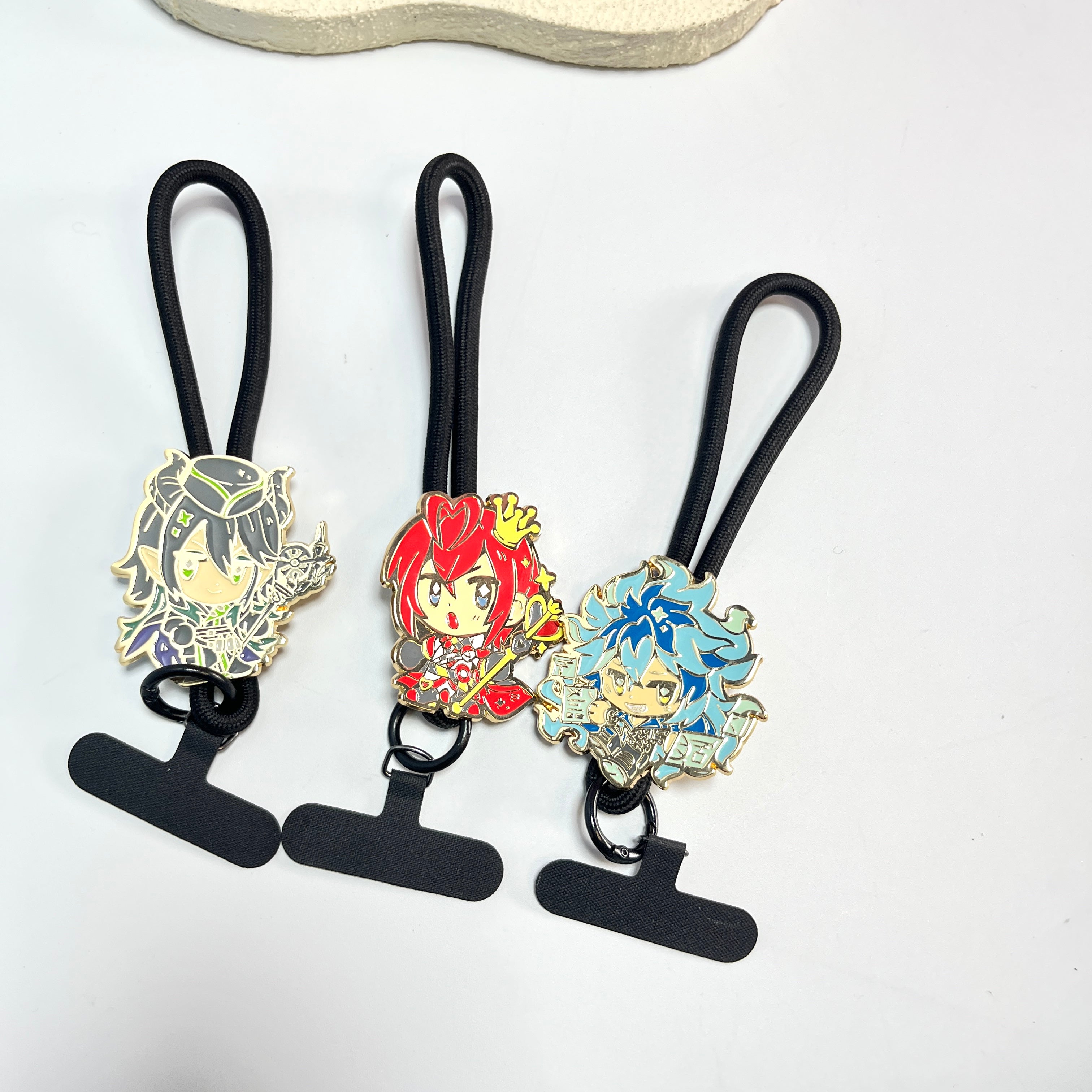 Anime Character Enamel Phone Lanyard – Cute Chibi Wrist Strap with Tether Tab