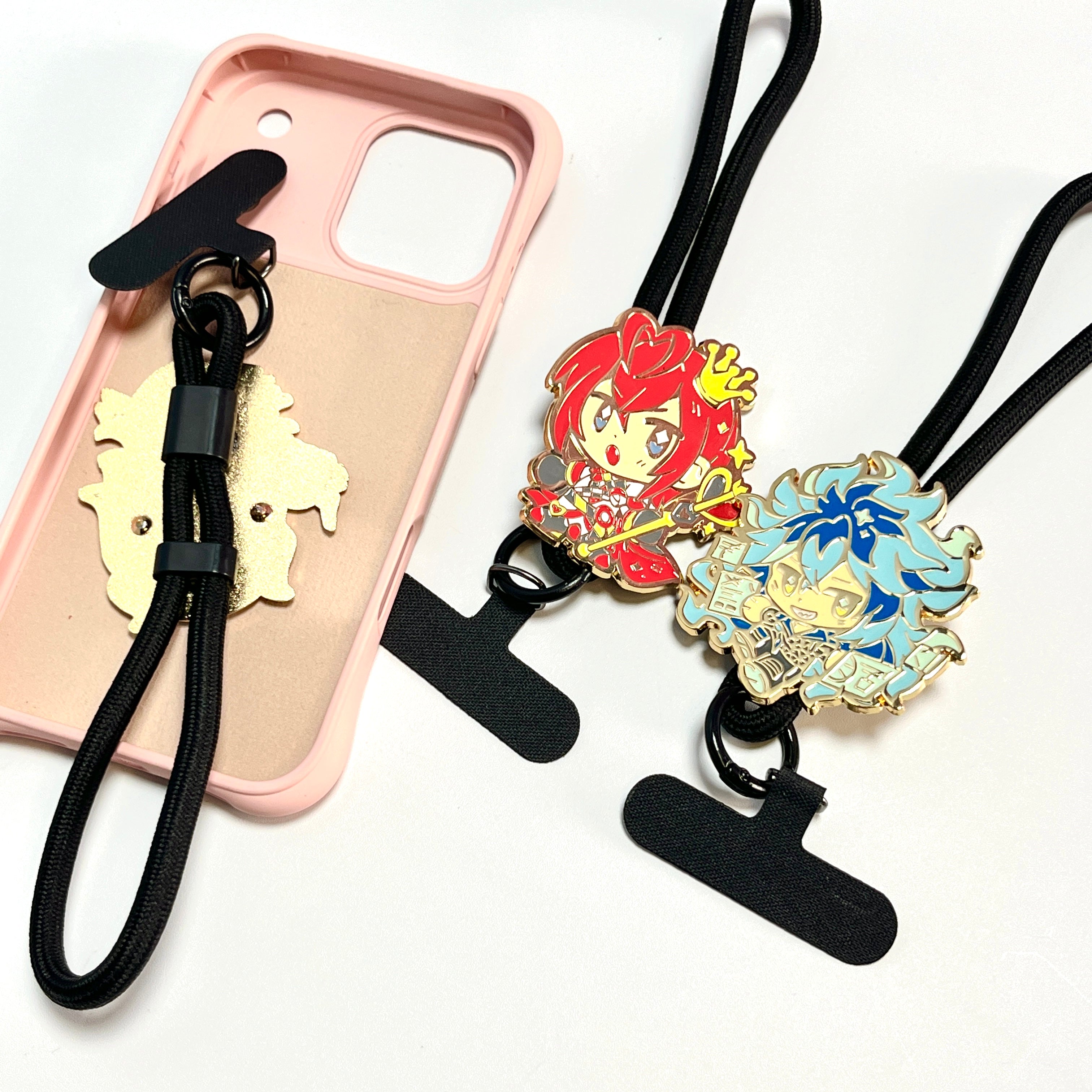 Anime Character Enamel Phone Lanyard – Cute Chibi Wrist Strap with Tether Tab