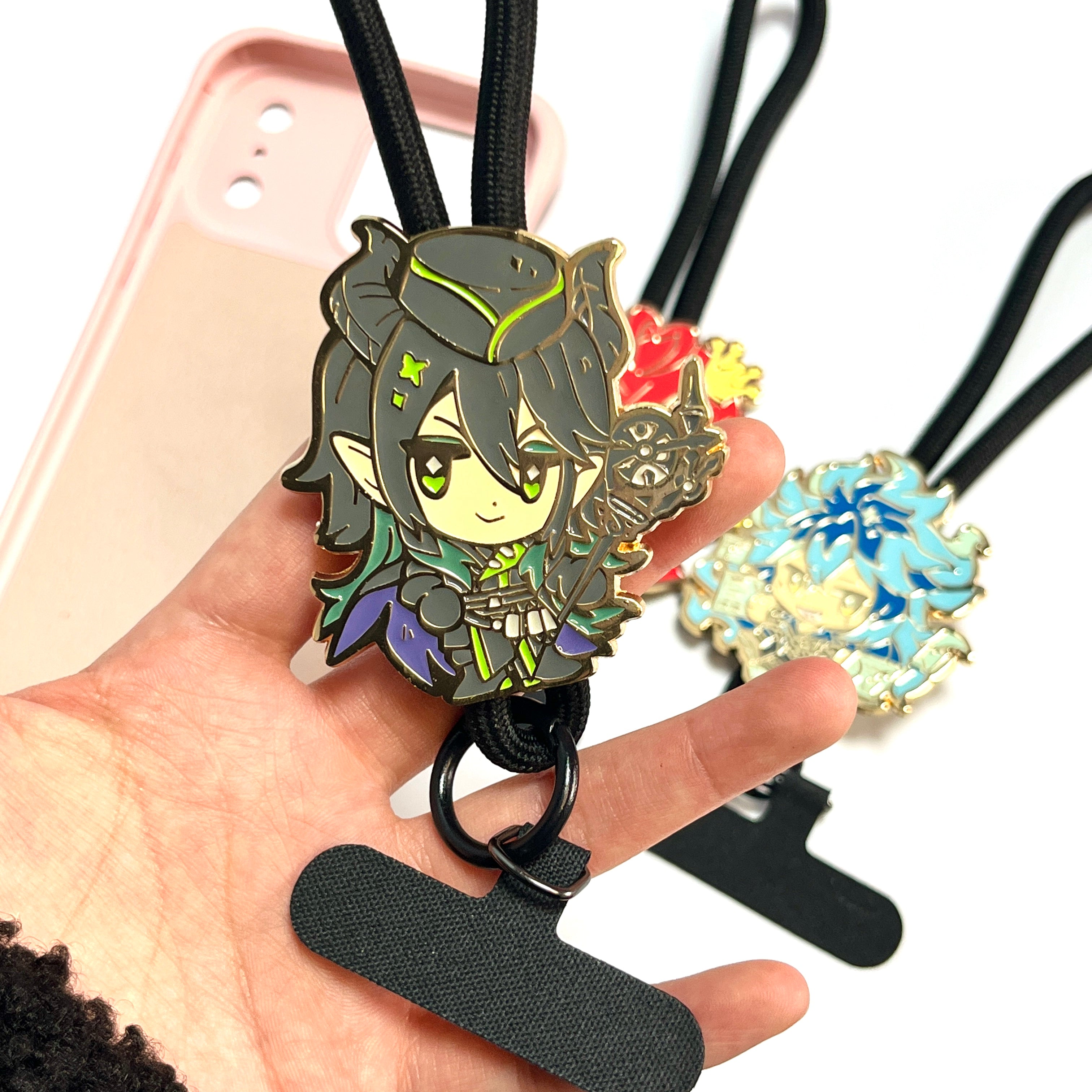 Anime Character Enamel Phone Lanyard – Cute Chibi Wrist Strap with Tether Tab