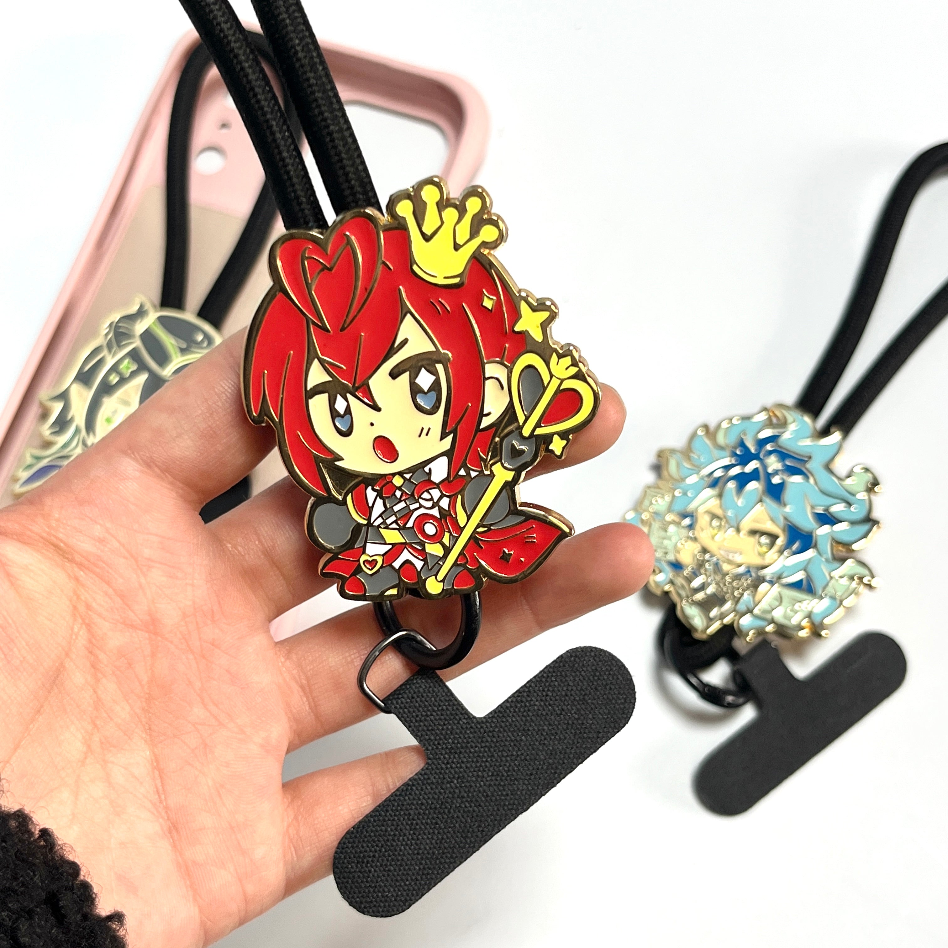 Anime Character Enamel Phone Lanyard – Cute Chibi Wrist Strap with Tether Tab