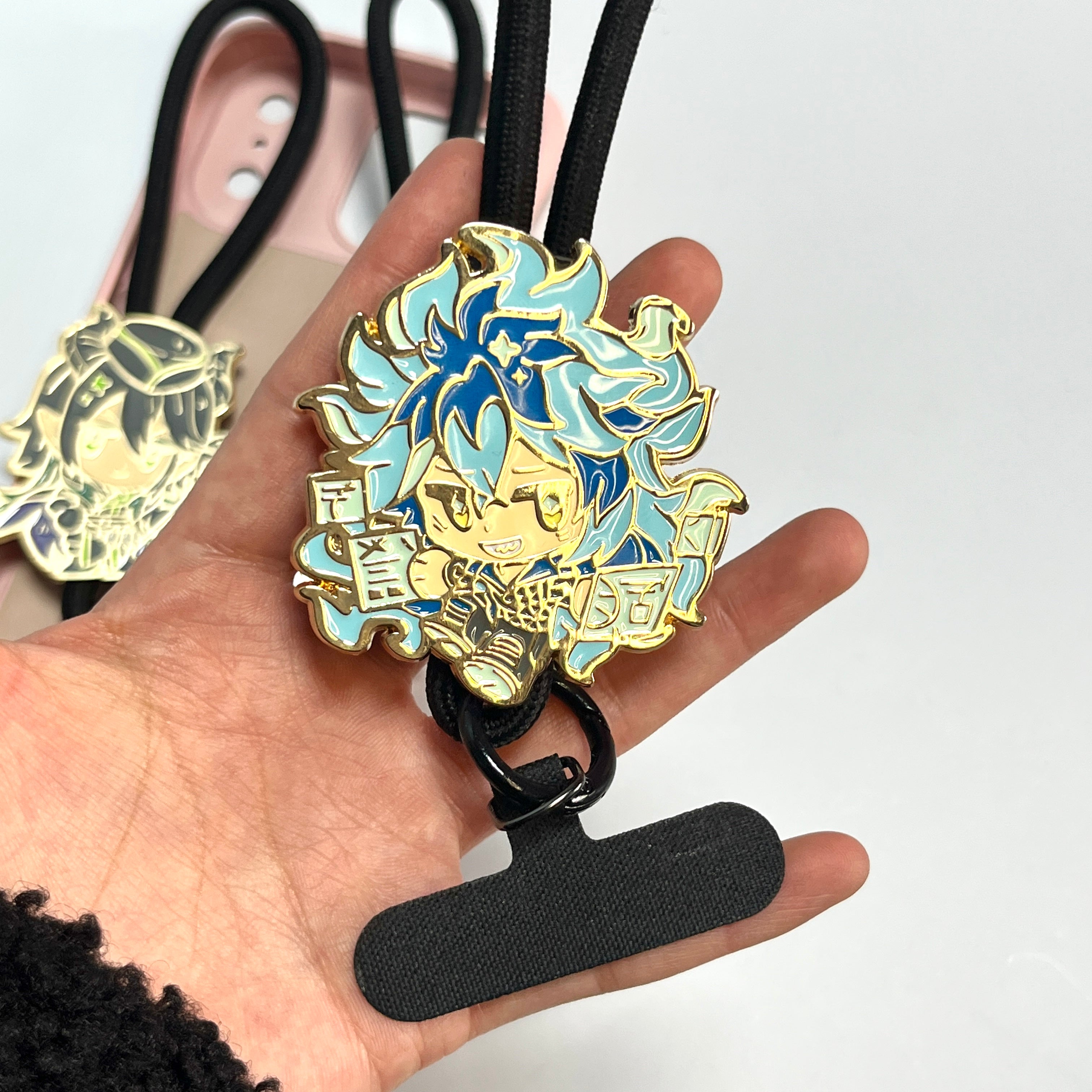 Anime Character Enamel Phone Lanyard – Cute Chibi Wrist Strap with Tether Tab