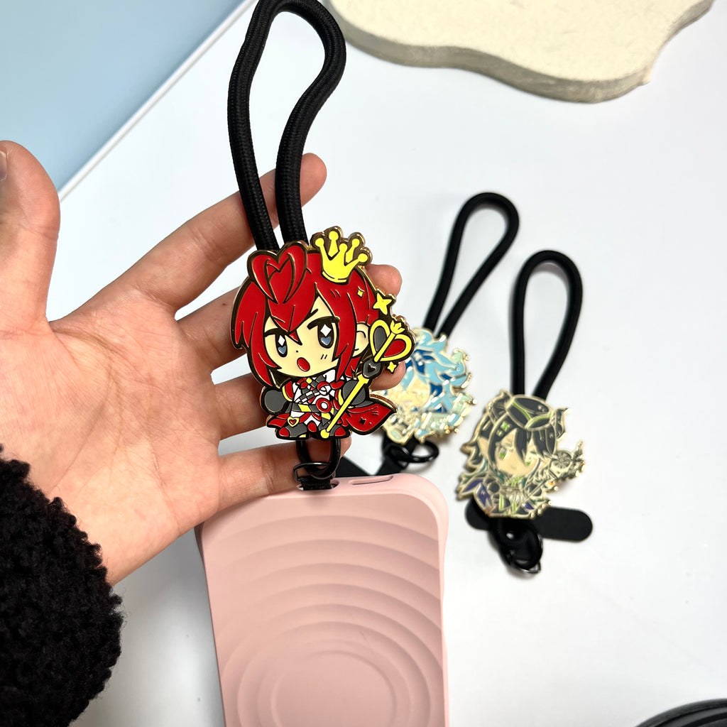 Anime Character Enamel Phone Lanyard – Cute Chibi Wrist Strap with Tether Tab