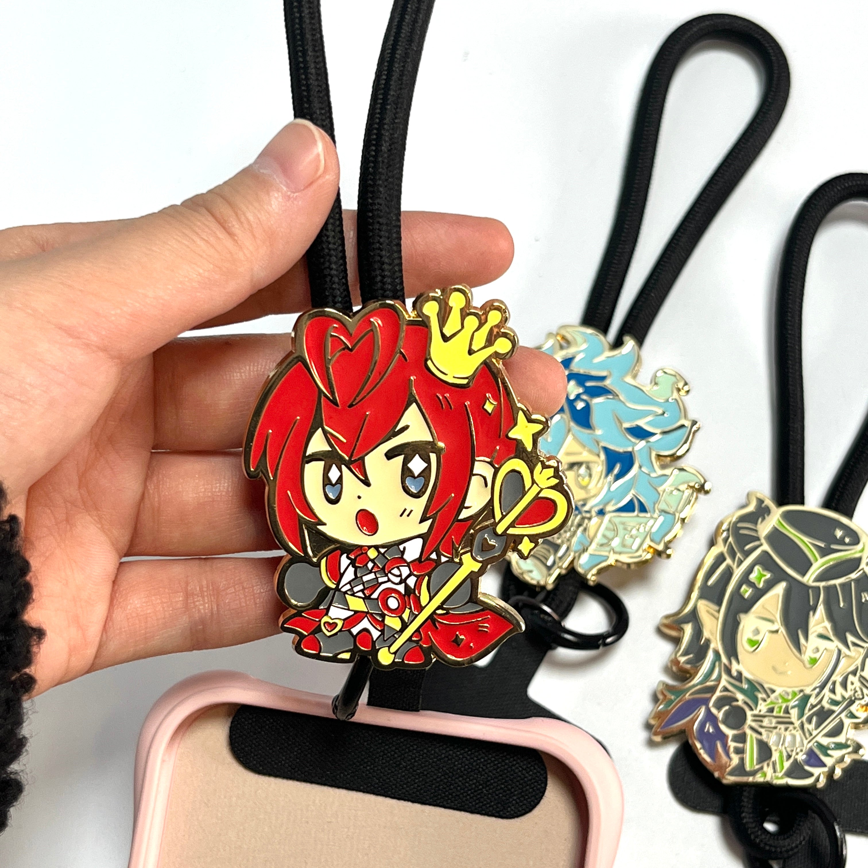 Anime Character Enamel Phone Lanyard – Cute Chibi Wrist Strap with Tether Tab