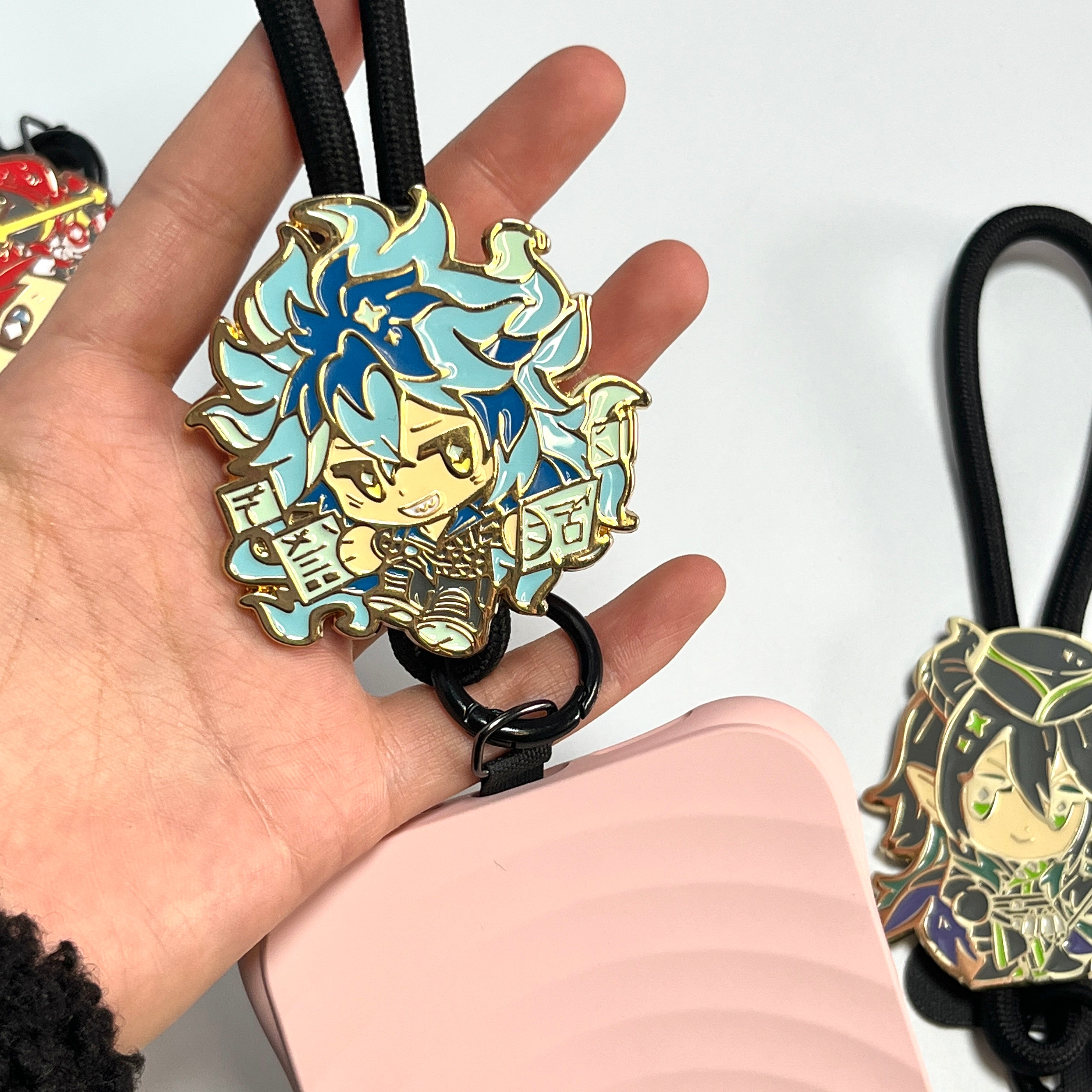 Anime Character Enamel Phone Lanyard – Cute Chibi Wrist Strap with Tether Tab