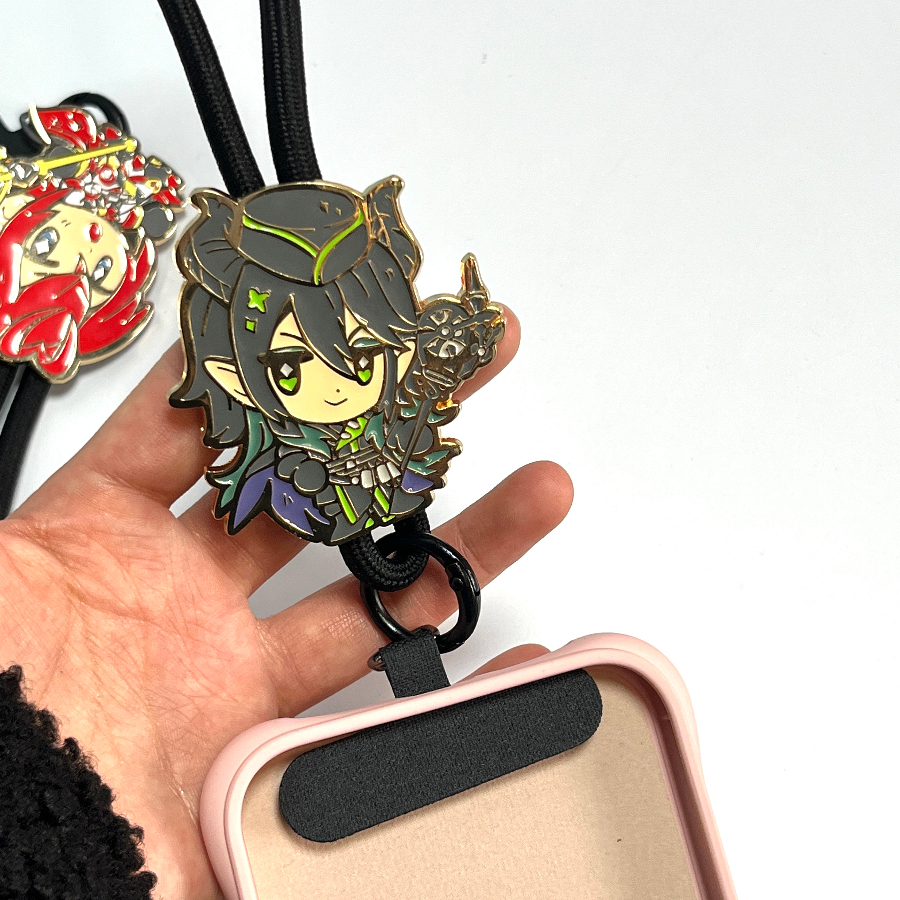 Anime Character Enamel Phone Lanyard – Cute Chibi Wrist Strap with Tether Tab