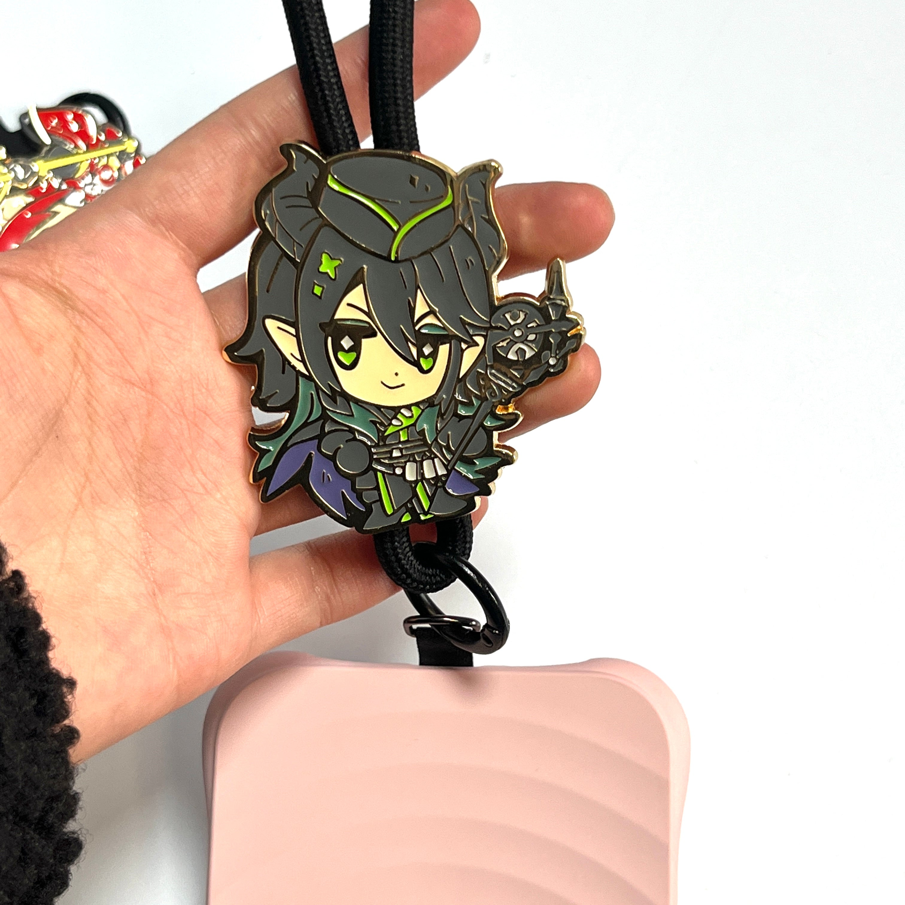 Anime Character Enamel Phone Lanyard – Cute Chibi Wrist Strap with Tether Tab