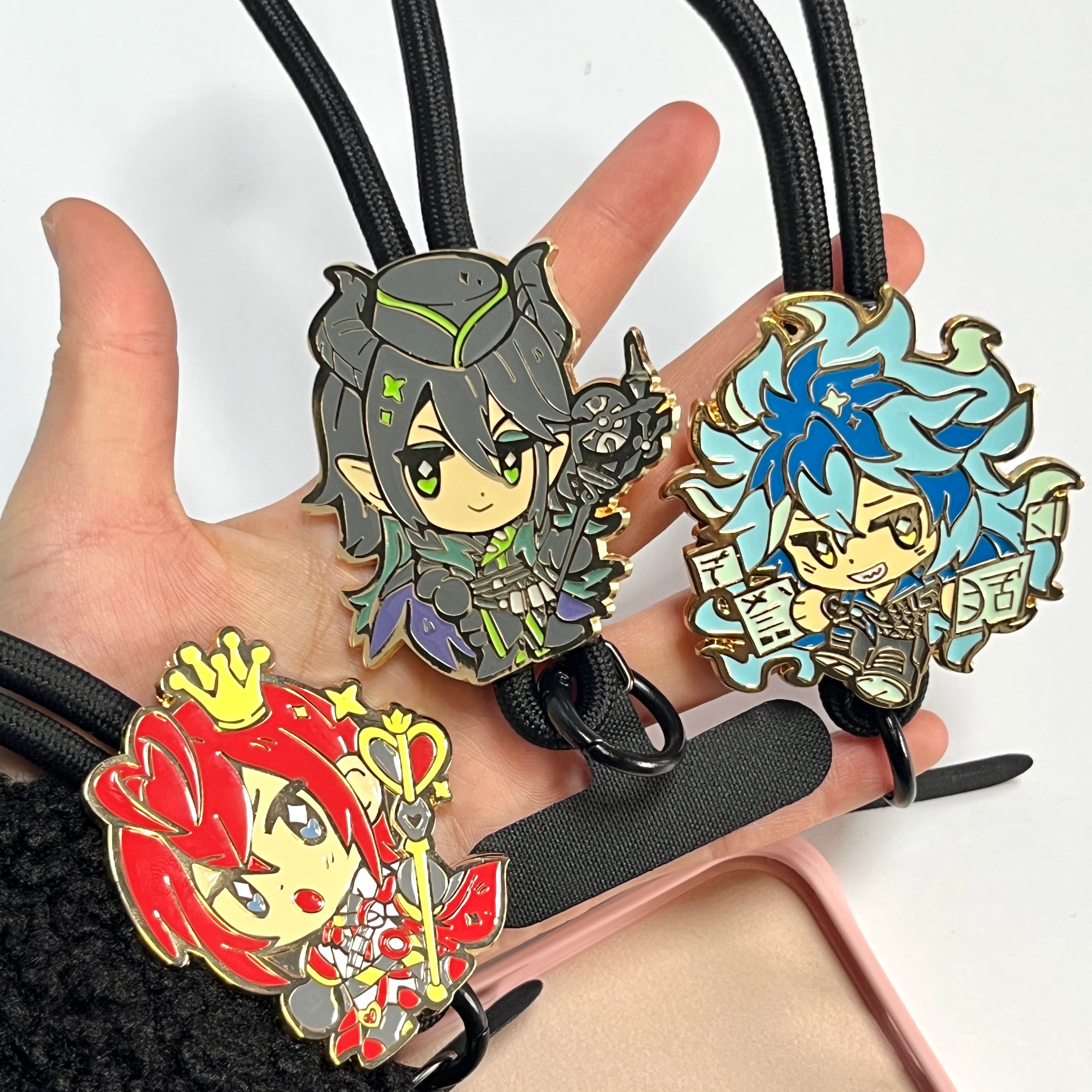 Anime Character Enamel Phone Lanyard – Cute Chibi Wrist Strap with Tether Tab