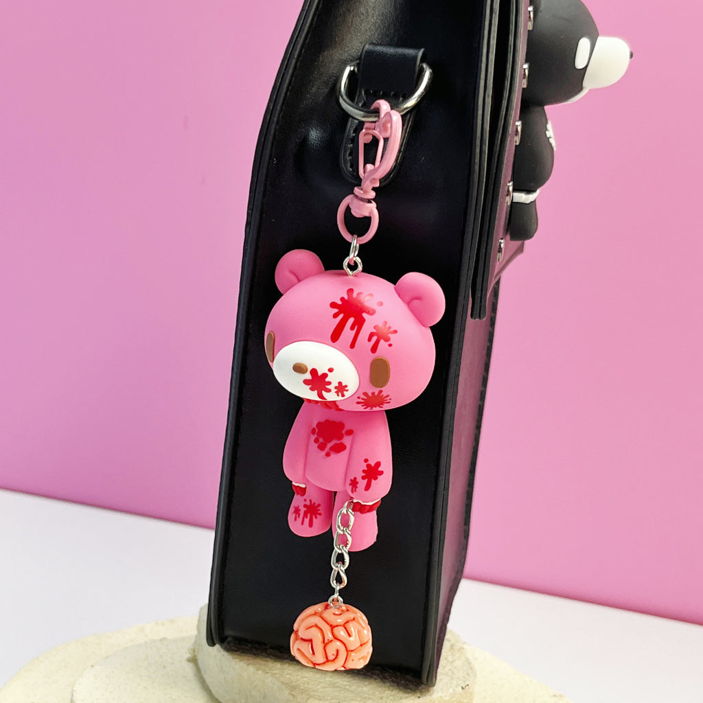 Gloomy Bear Brain Keychain – Cute Pink/Black Bear with Brain Charm