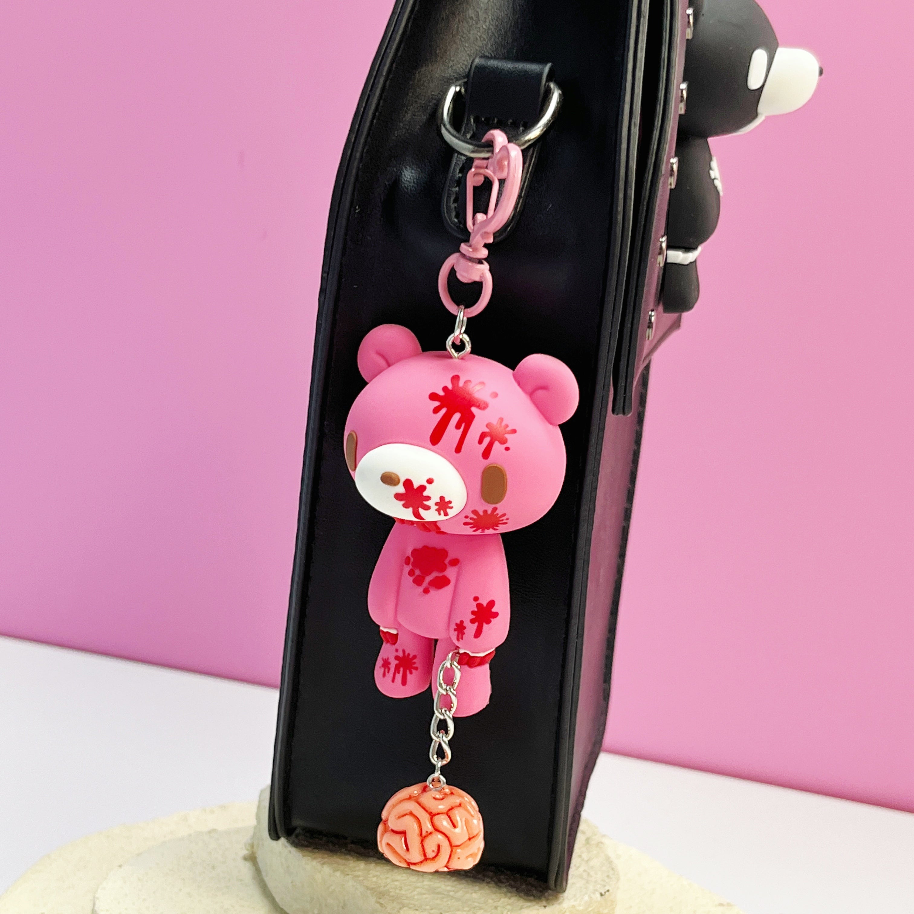 Gloomy Bear Brain Keychain – Cute Pink/Black Bear with Brain Charm