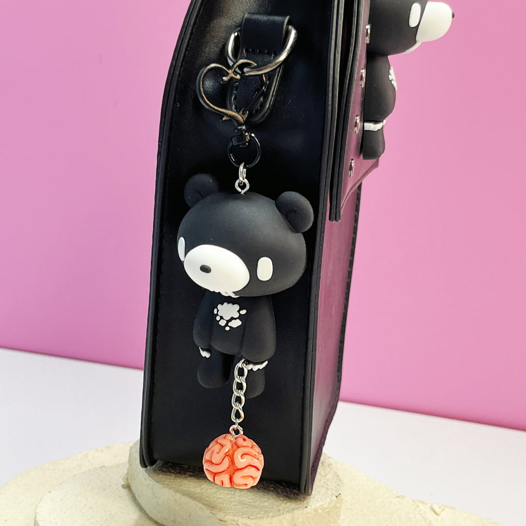 Gloomy Bear Brain Keychain – Cute Pink/Black Bear with Brain Charm