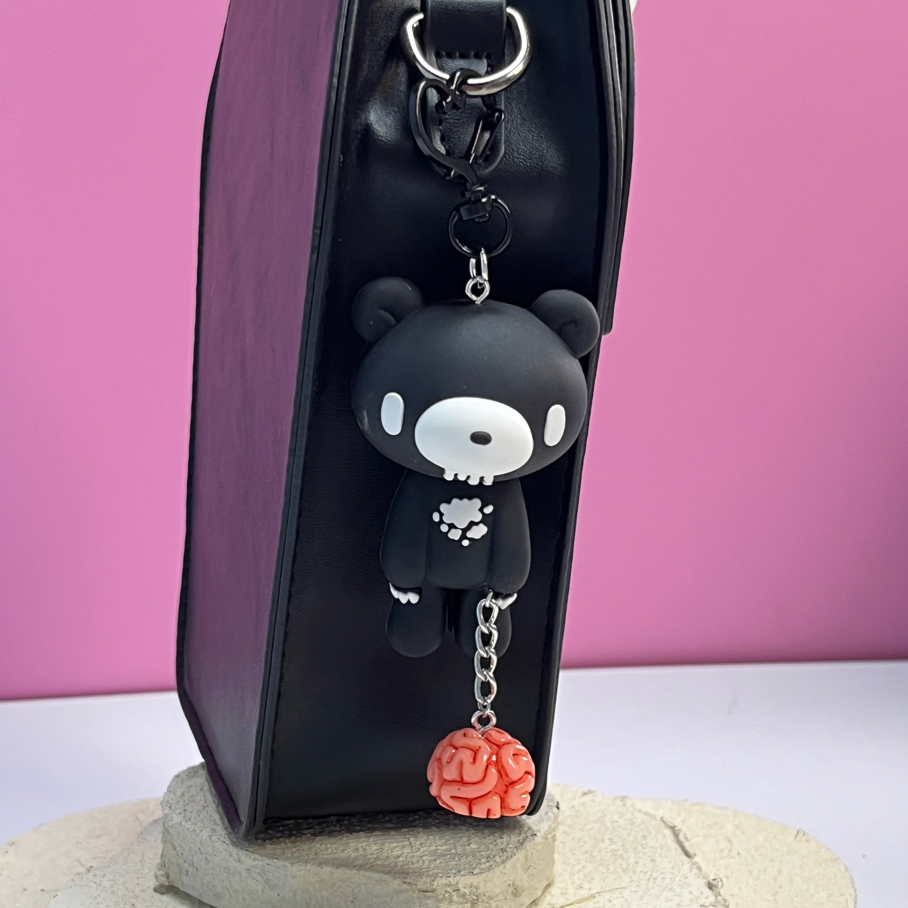Gloomy Bear Brain Keychain – Cute Pink/Black Bear with Brain Charm