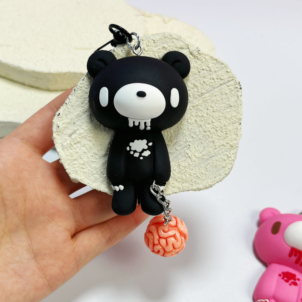 Gloomy Bear Brain Keychain – Cute Pink/Black Bear with Brain Charm