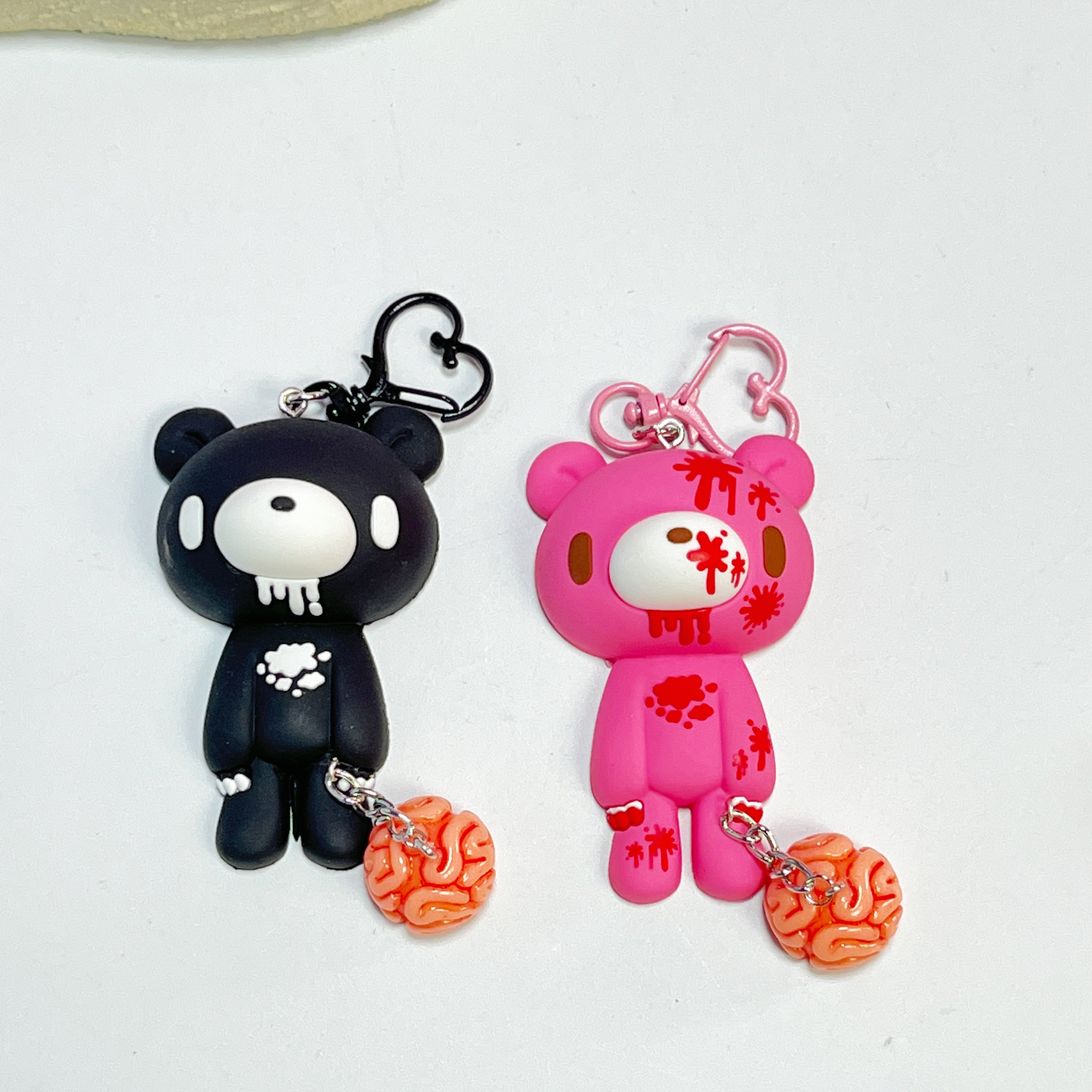 Gloomy Bear Brain Keychain – Cute Pink/Black Bear with Brain Charm
