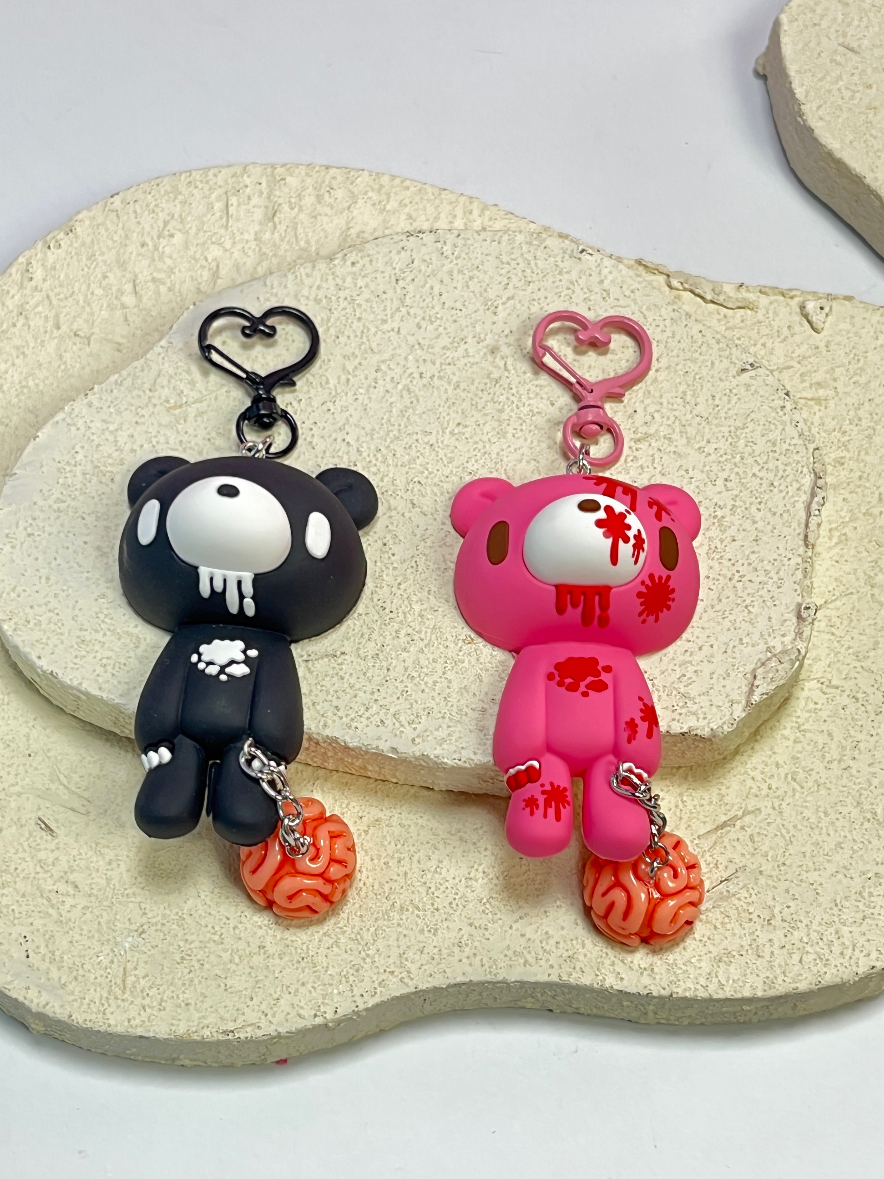 Gloomy Bear Brain Keychain – Cute Pink/Black Bear with Brain Charm