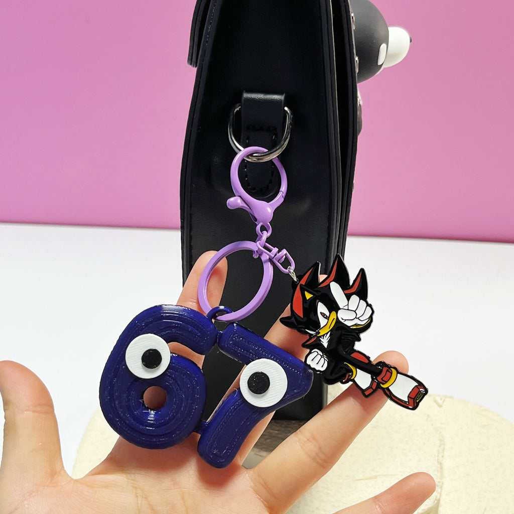 Sonic the Hedgehog "67" Eyes Keychain – 3D Printed Character Keyring