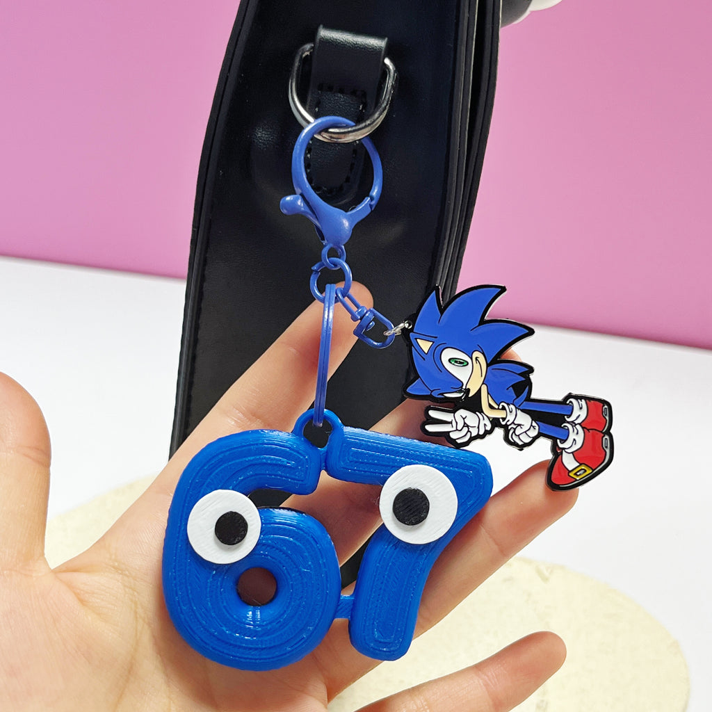 Sonic the Hedgehog "67" Eyes Keychain – 3D Printed Character Keyring