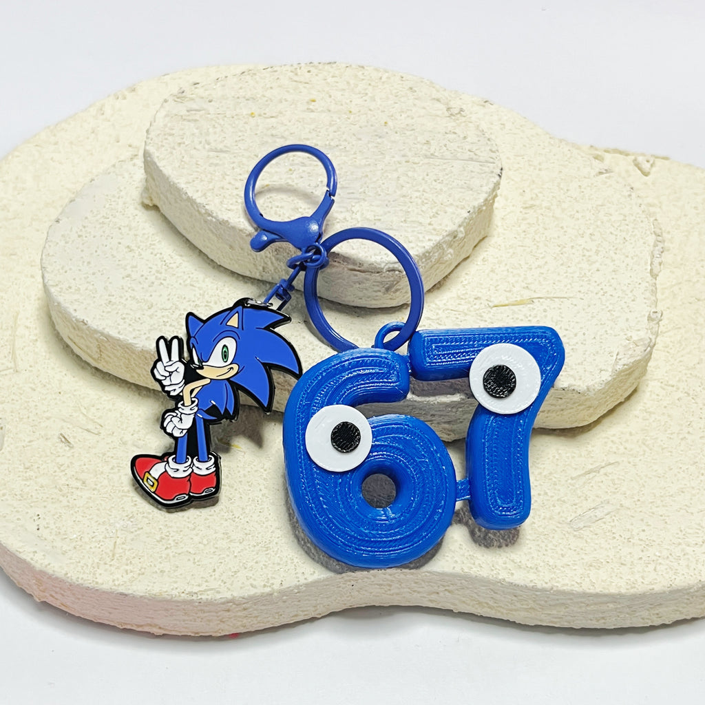Sonic the Hedgehog "67" Eyes Keychain – 3D Printed Character Keyring