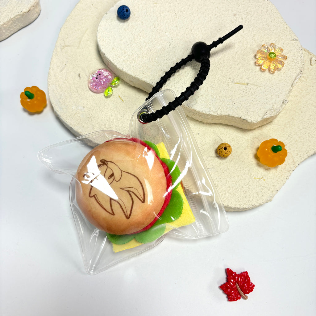 Sonic the Hedgehog Plush Hamburger Keychain – Soft Stuffed Food Pendant for Backpack
