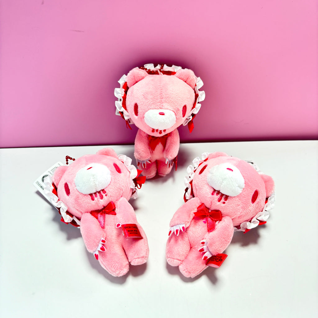 Gloomy Bear Frill Bonnet Plush Keychain – Cute Pink Bear Bag Charm