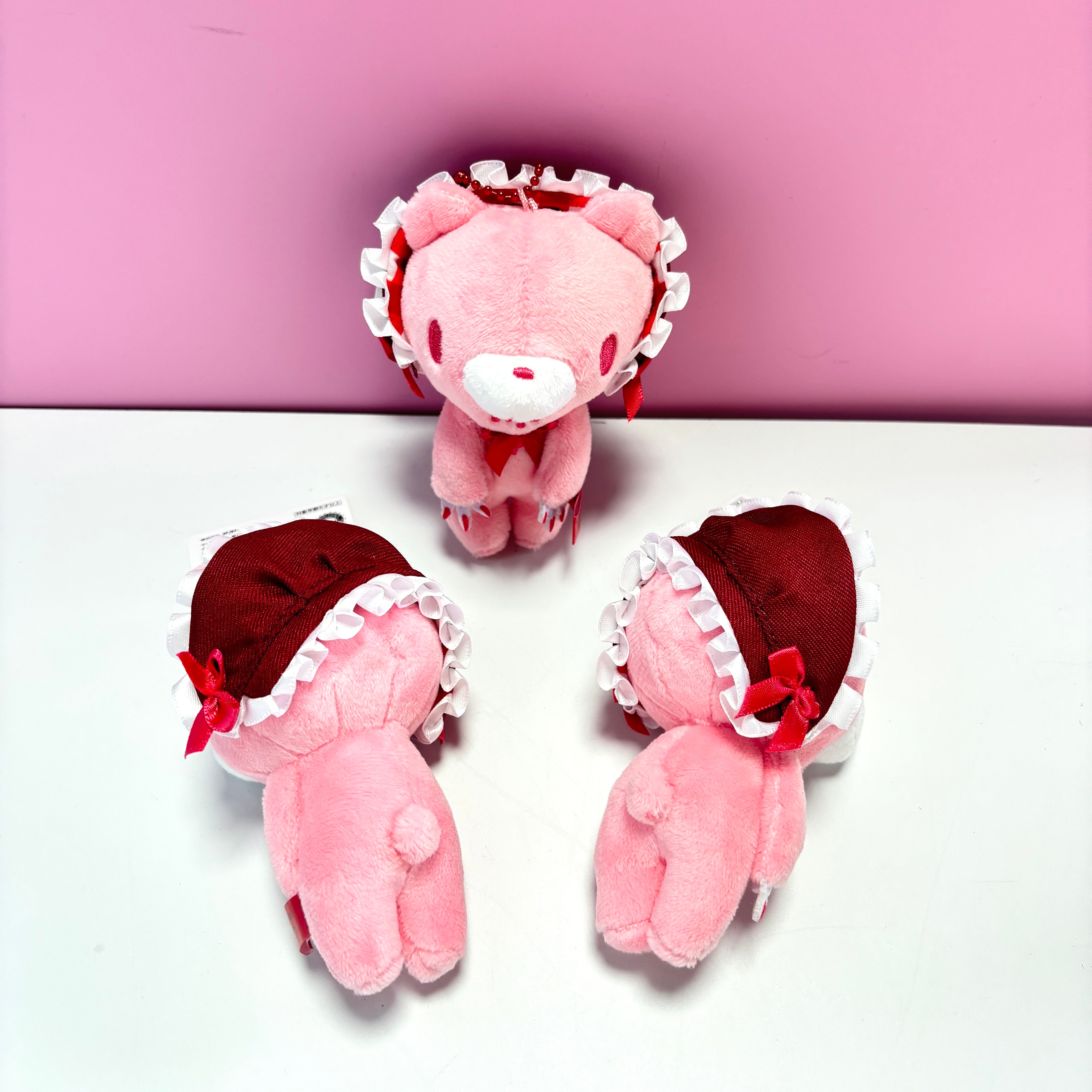 Gloomy Bear Frill Bonnet Plush Keychain – Cute Pink Bear Bag Charm