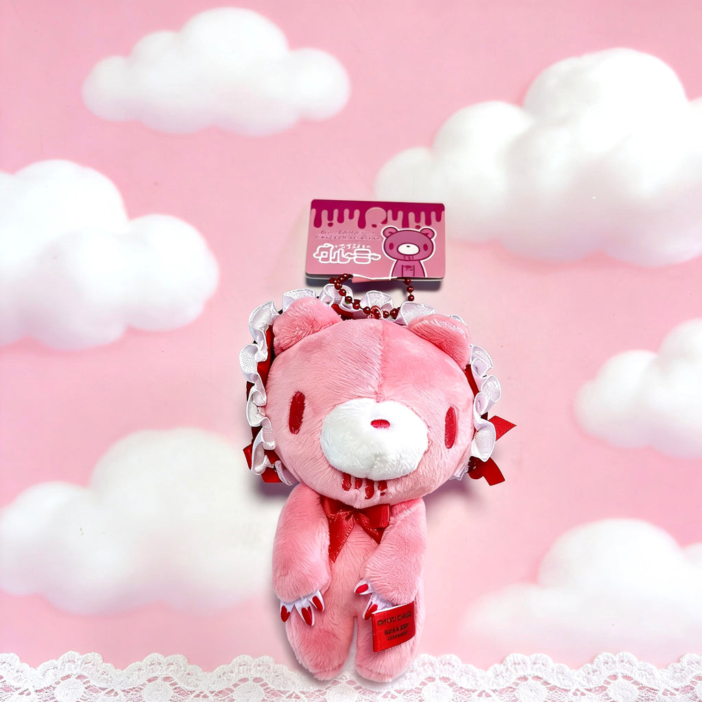 Gloomy Bear Frill Bonnet Plush Keychain – Cute Pink Bear Bag Charm