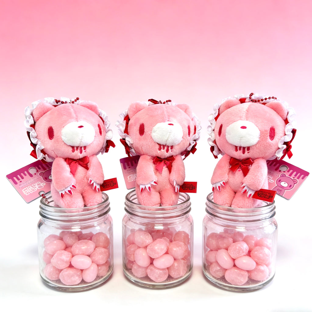 Gloomy Bear Frill Bonnet Plush Keychain – Cute Pink Bear Bag Charm