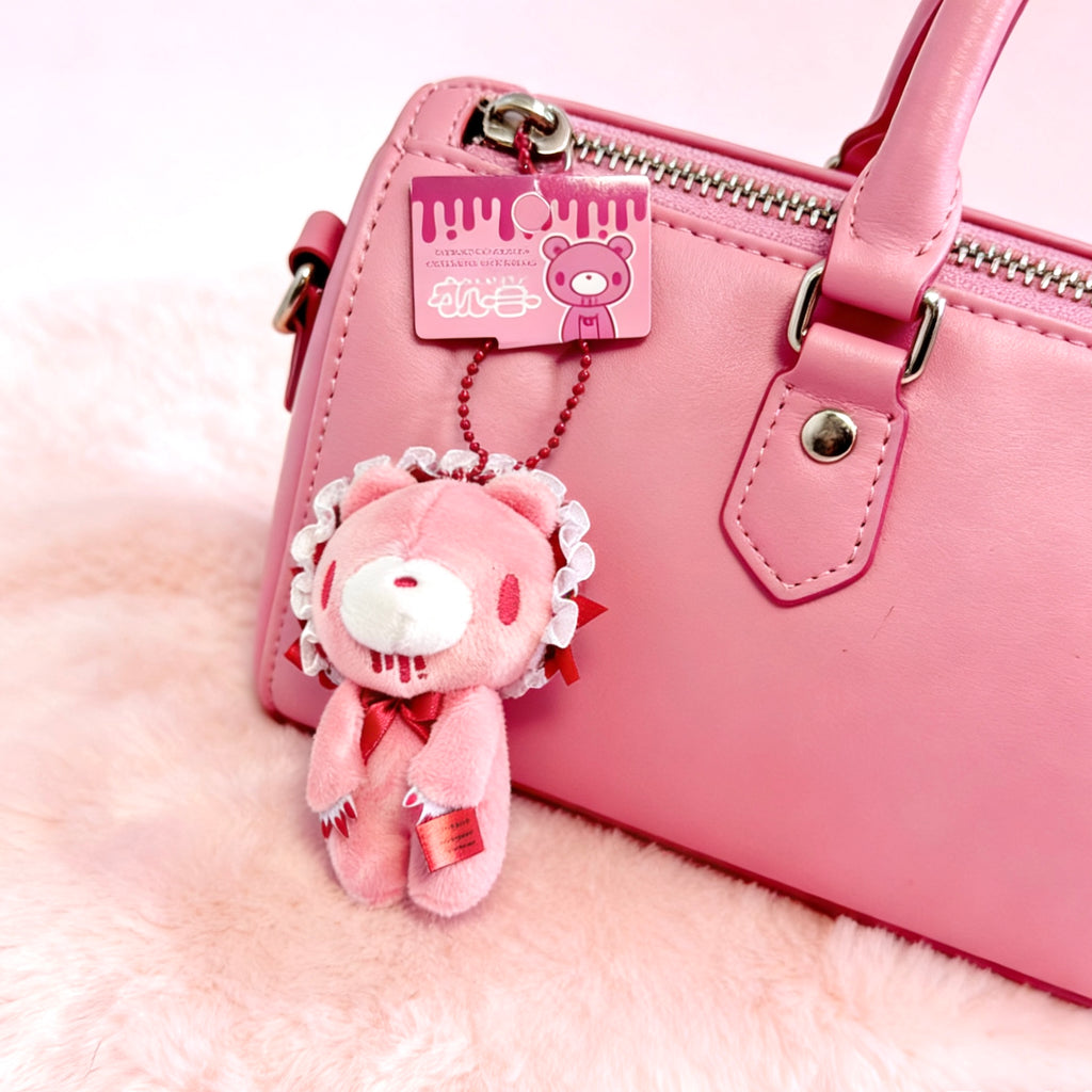 Gloomy Bear Frill Bonnet Plush Keychain – Cute Pink Bear Bag Charm