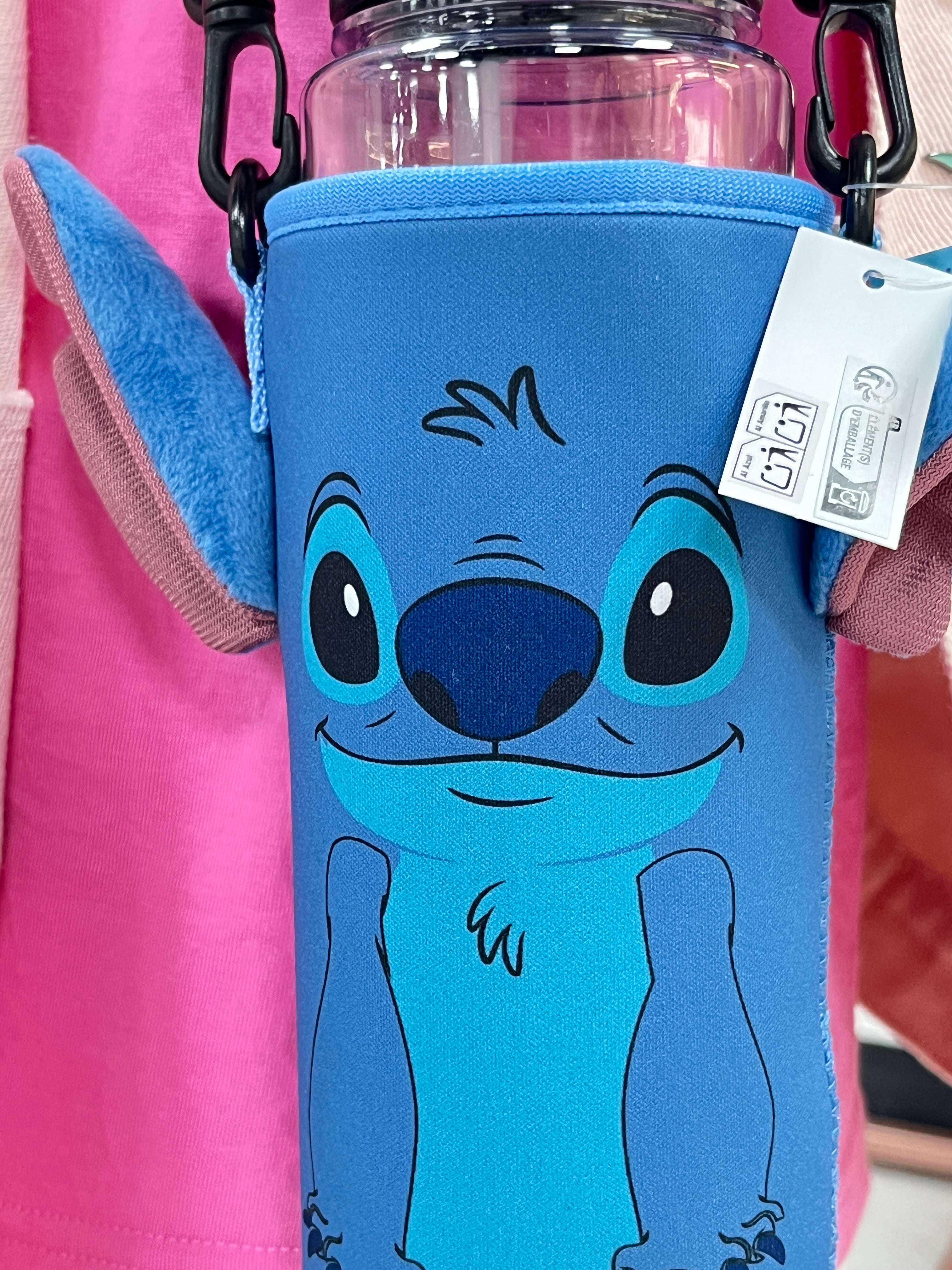 Cute Stitch Water Bottle Sleeve with Adjustable Strap - Kawaii Plush Ear Bottle Carrier Bag - Portable Neoprene Drink Holder for Kids & Disney Fans