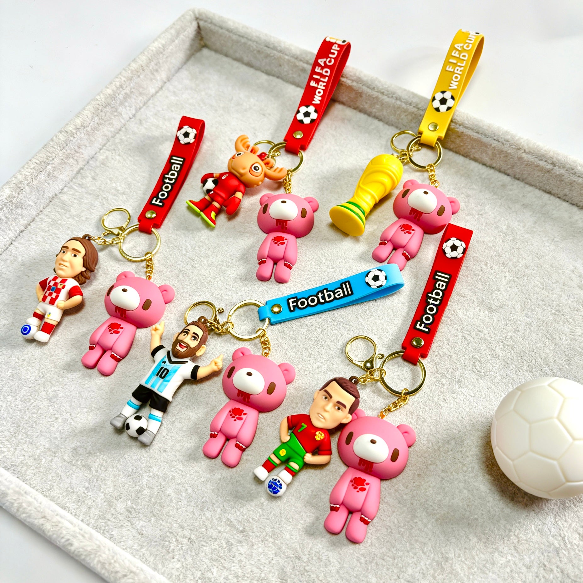 FIFA World Cup & Gloomy Bear Football Keychain Set – Soccer Star & Trophy Keychains