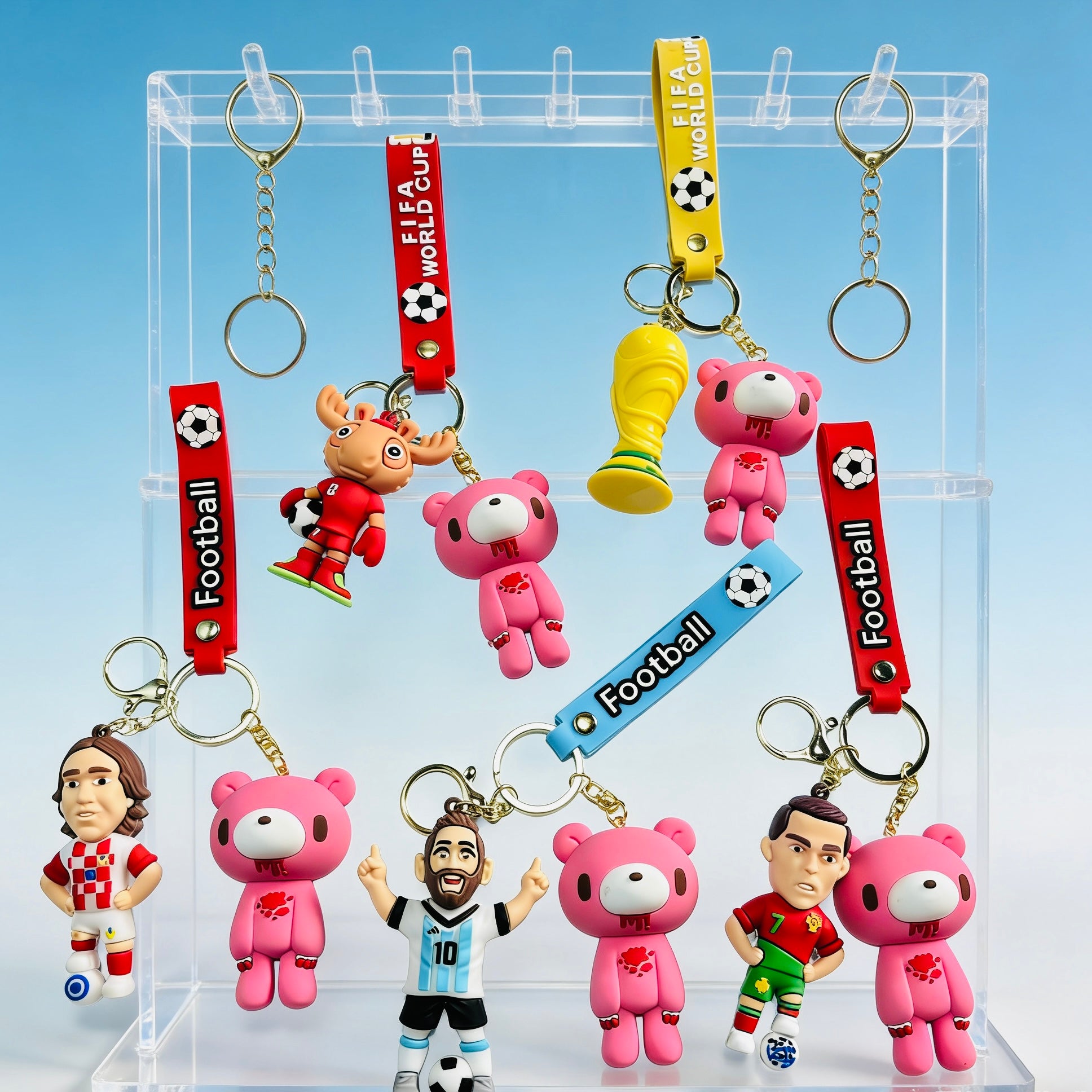 FIFA World Cup & Gloomy Bear Football Keychain Set – Soccer Star & Trophy Keychains