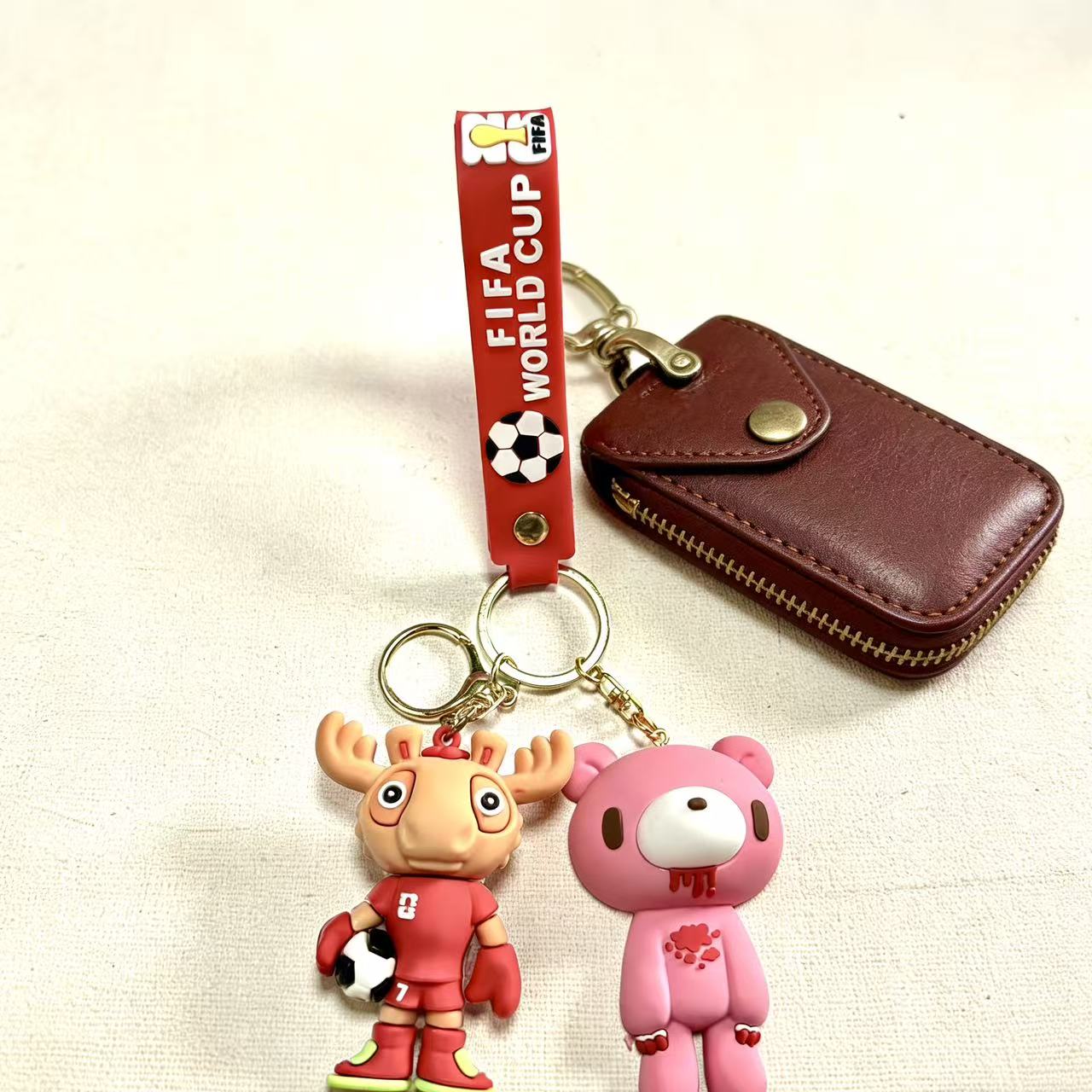 FIFA World Cup & Gloomy Bear Football Keychain Set – Soccer Star & Trophy Keychains