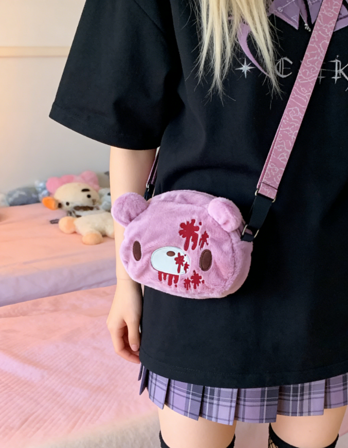 Gloomy Bear Crossbody Bag – Cute Pink Bear Shoulder Bag for Kawaii Fashion