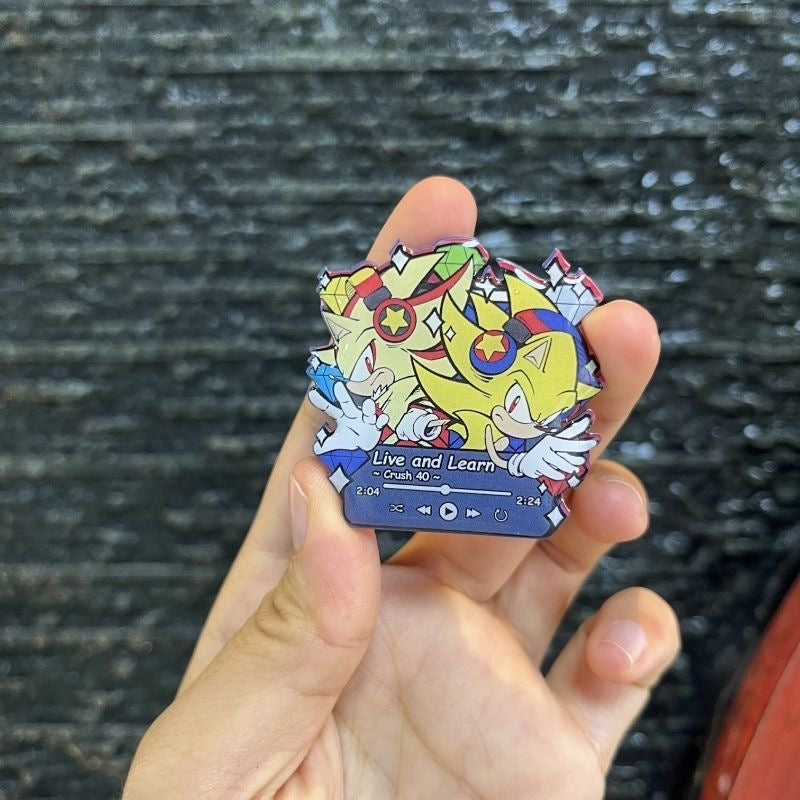 Sonic the Hedgehog Music Player Enamel Pin Set – Retro Gaming Character Badges