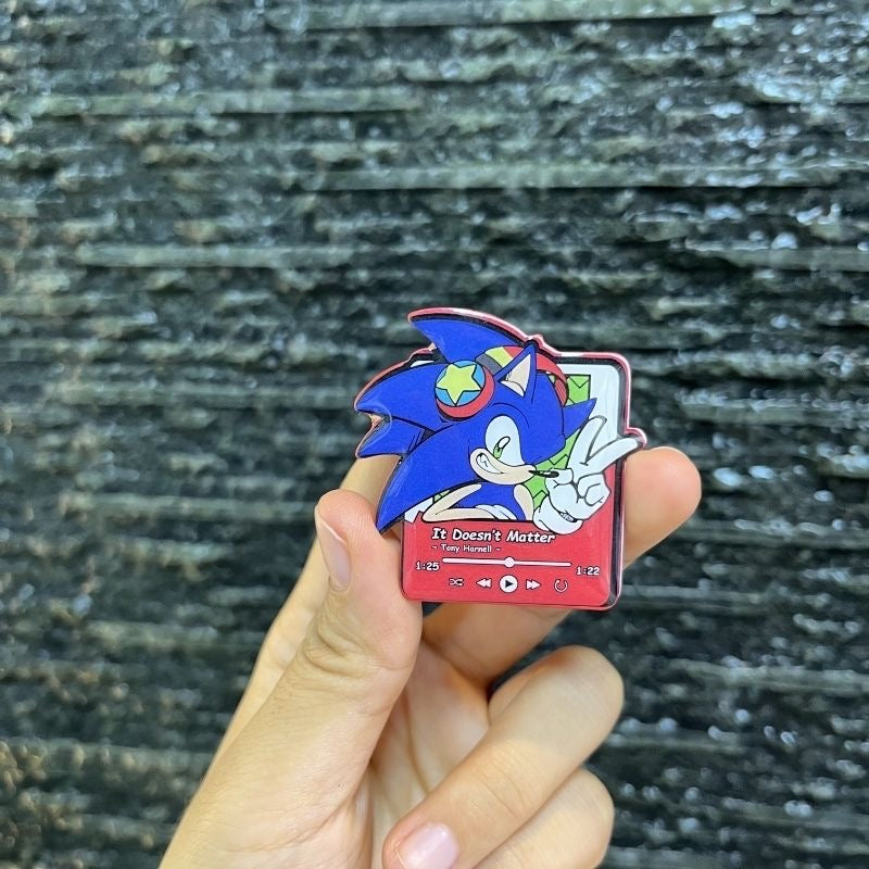 Sonic the Hedgehog Music Player Enamel Pin Set – Retro Gaming Character Badges