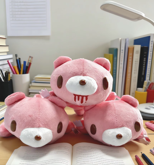 Gloomy Bear Plush Pencil Case – 3D Lying Bear Zipper Pen Pouch for Stationery & Cosmetics