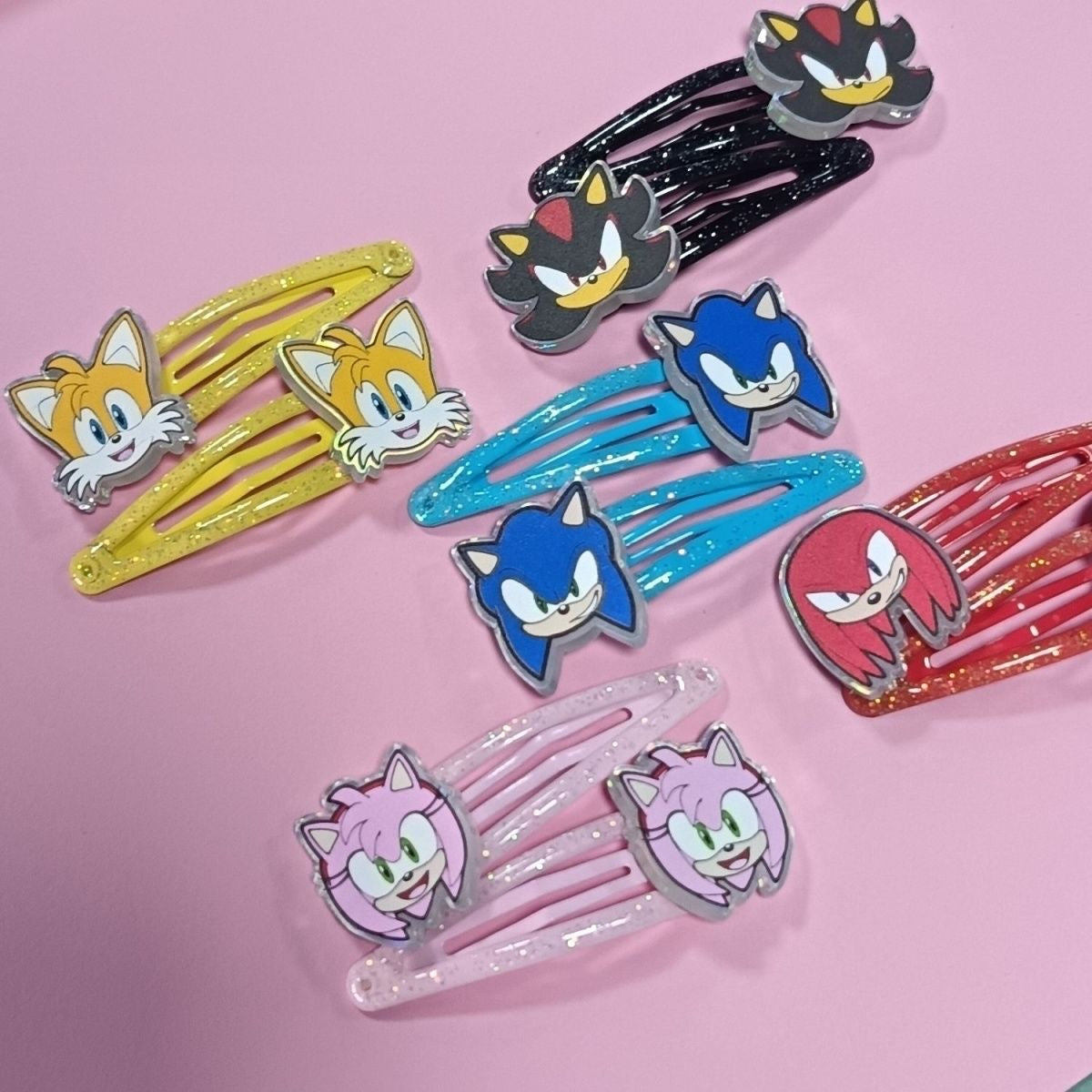 Sonic the Hedgehog Glitter Snap Hair Clips – Character Hair Barrettes for Fans