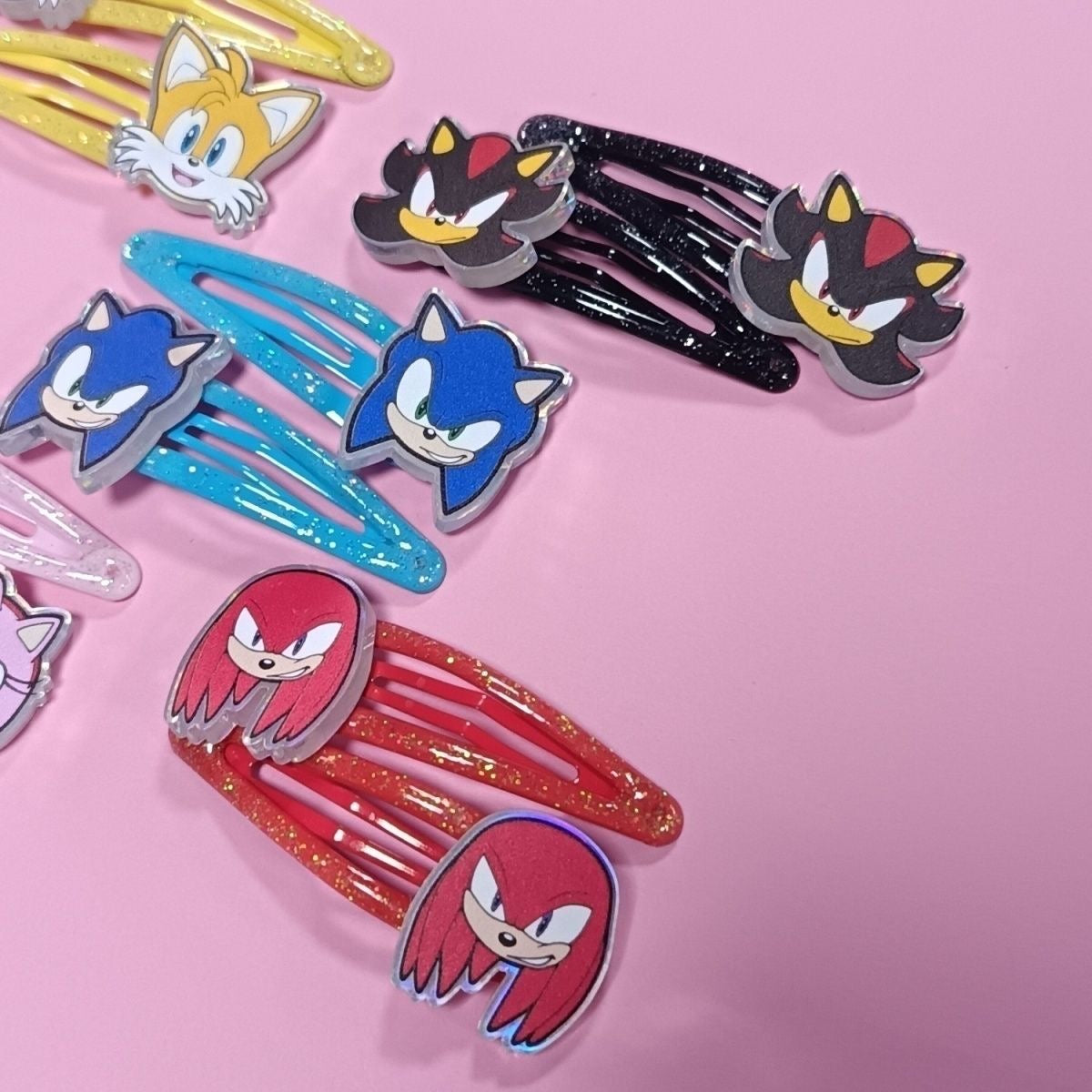 Sonic the Hedgehog Glitter Snap Hair Clips – Character Hair Barrettes for Fans