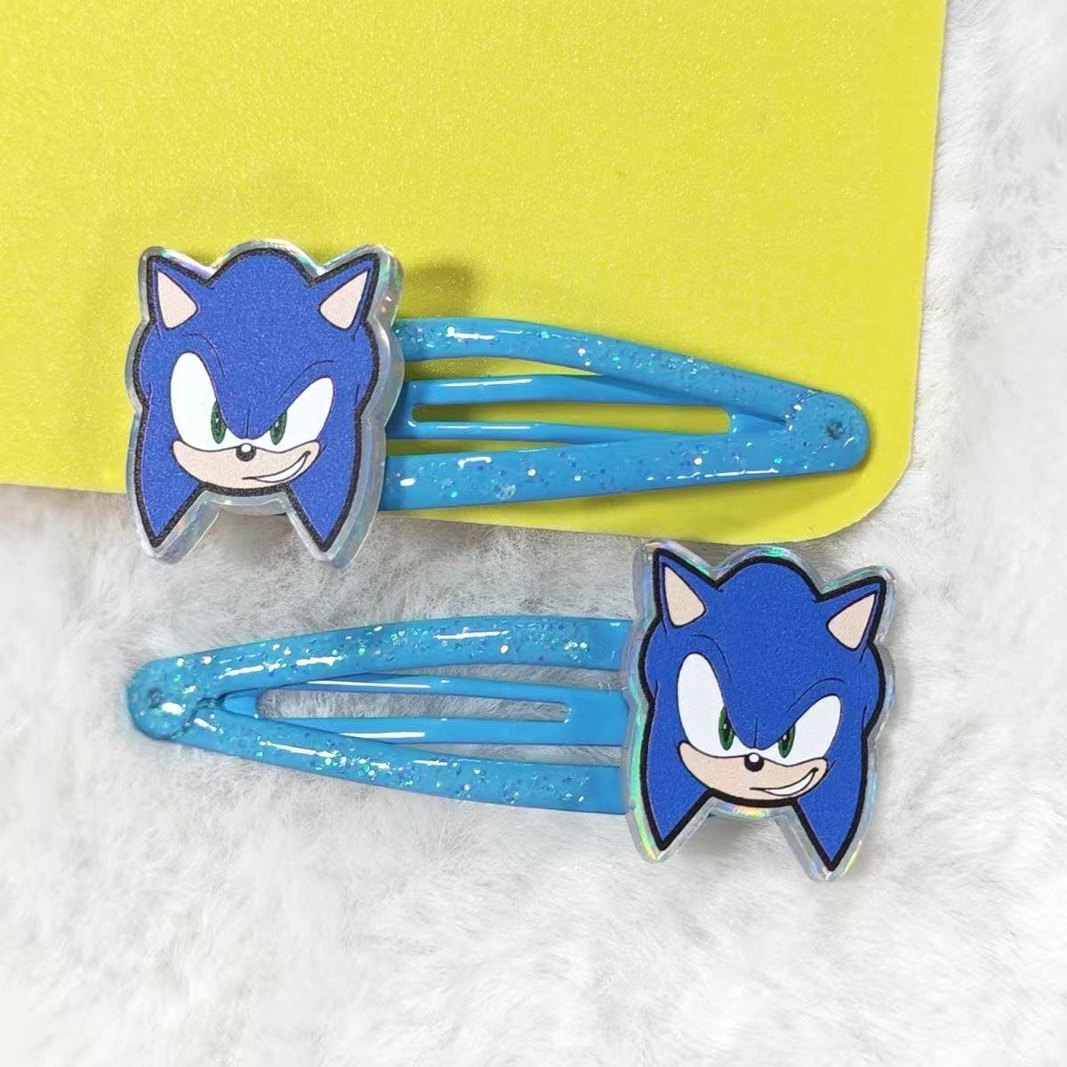 Sonic the Hedgehog Glitter Snap Hair Clips – Character Hair Barrettes for Fans