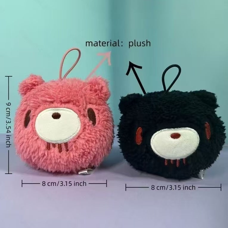 Gloomy Bear Fluffy Plush Ball Keychain – Cute Pink/Black Bear Bag Charm