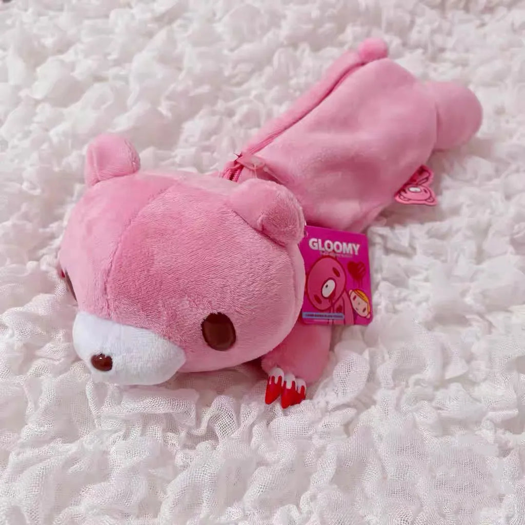 Gloomy Bear Plush Pencil Case – 3D Lying Bear Zipper Pen Pouch for Stationery & Cosmetics